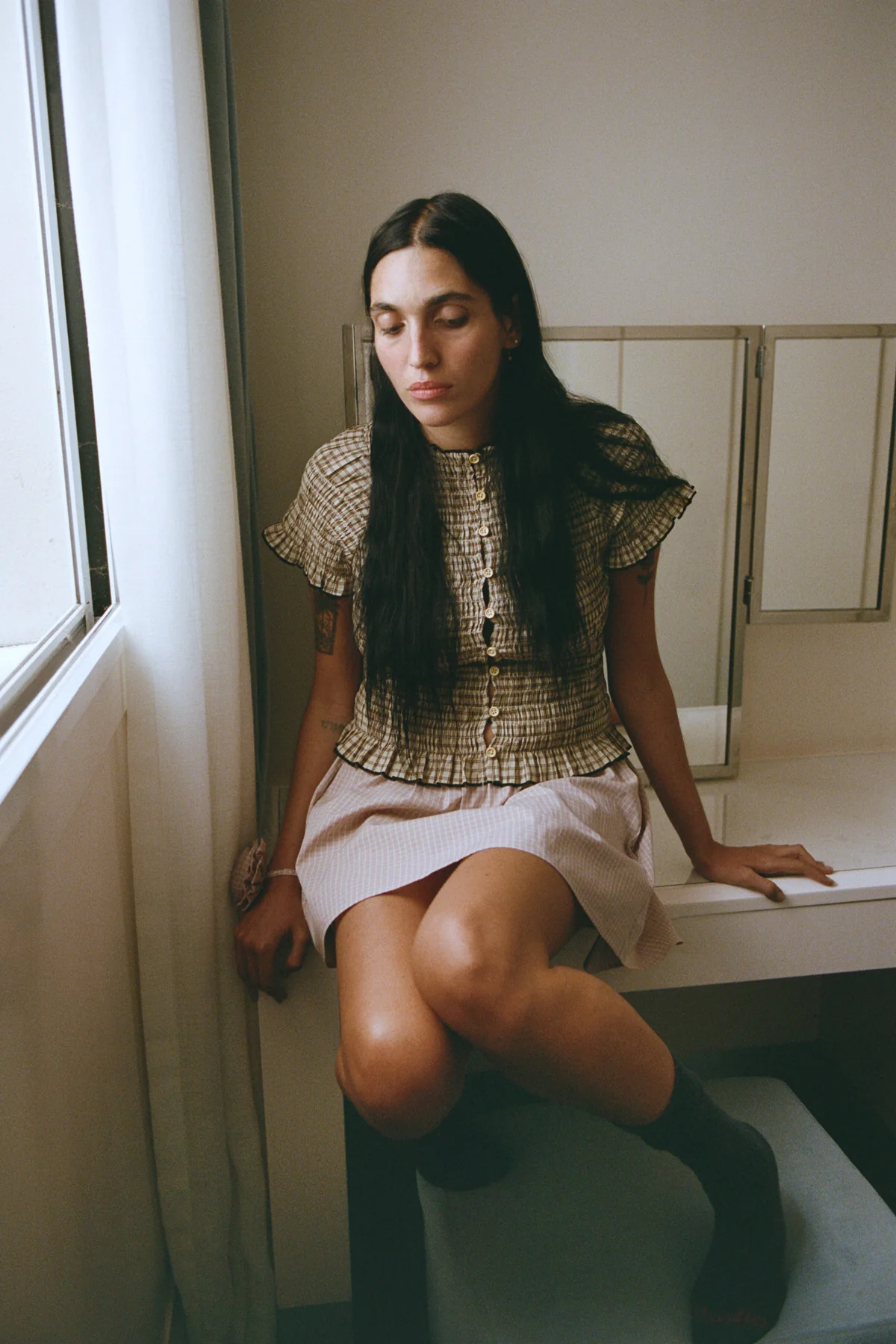 Bamboo Ruched Button Tee - Image 3