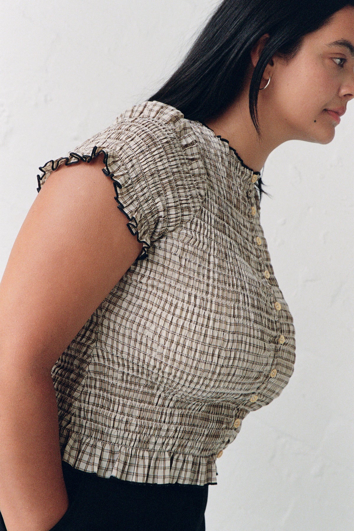 Bamboo Ruched Button Tee - Image 4