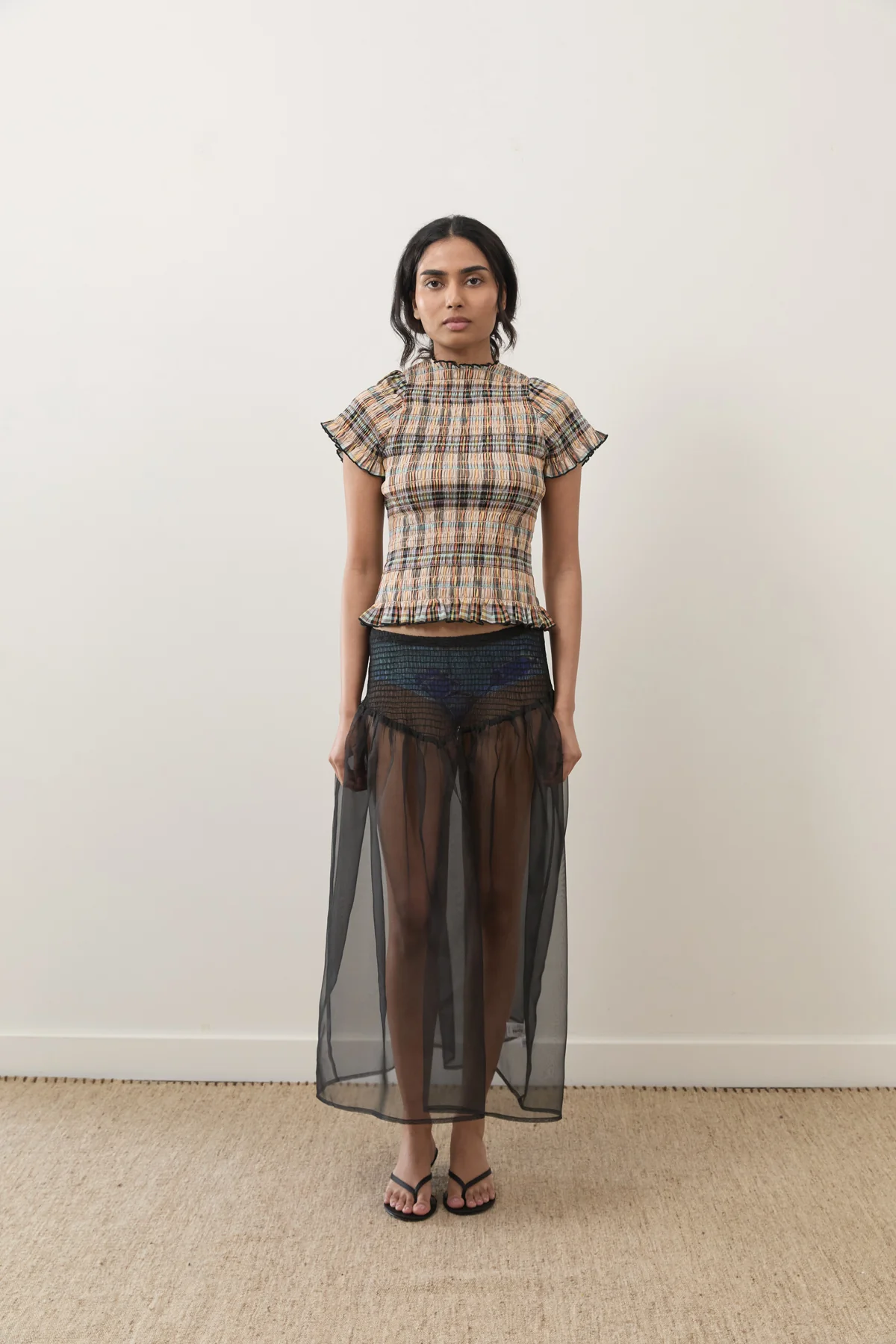 Bertie Plaid Ruched Tee - Image 4