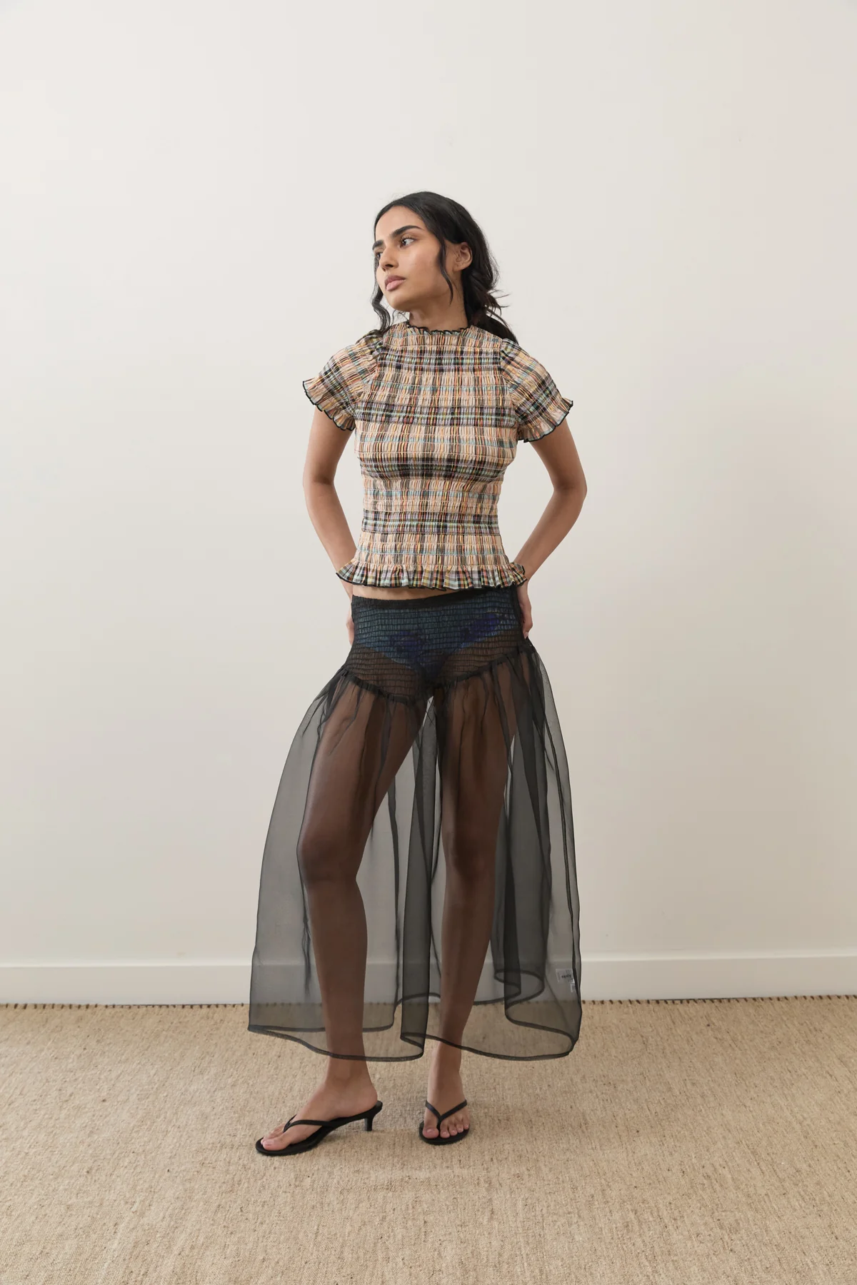 Bertie Plaid Ruched Tee - Image 5