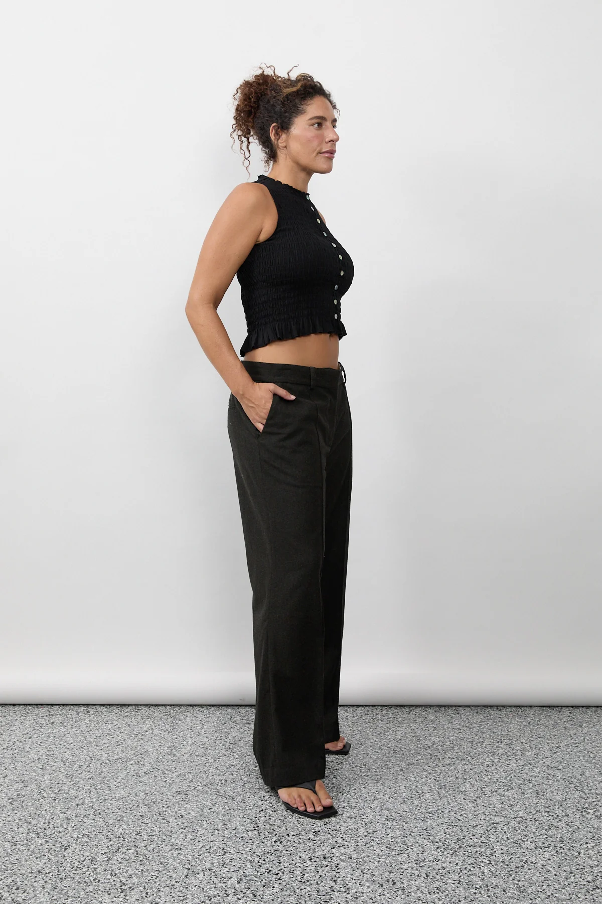 Black Ruched Button Tank - Image 9