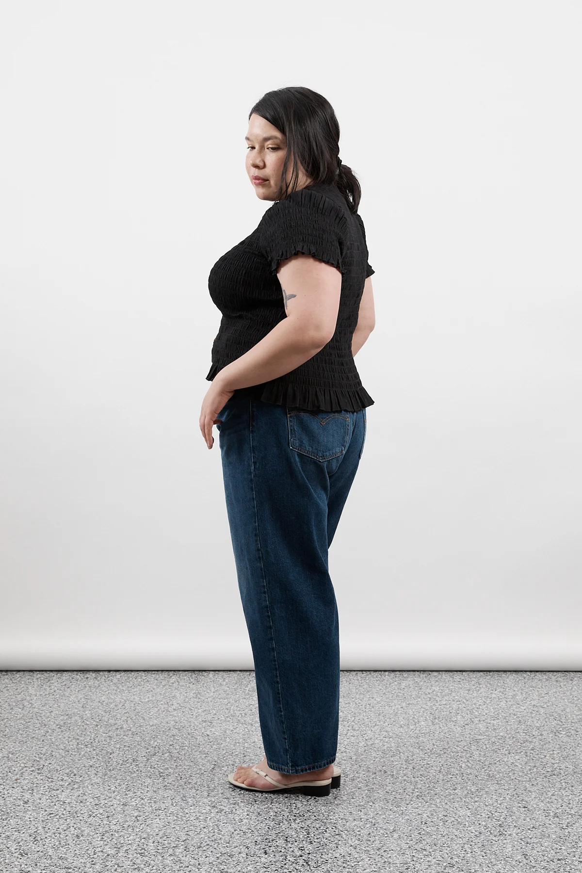 Black Ruched Button Tee - Image 10
