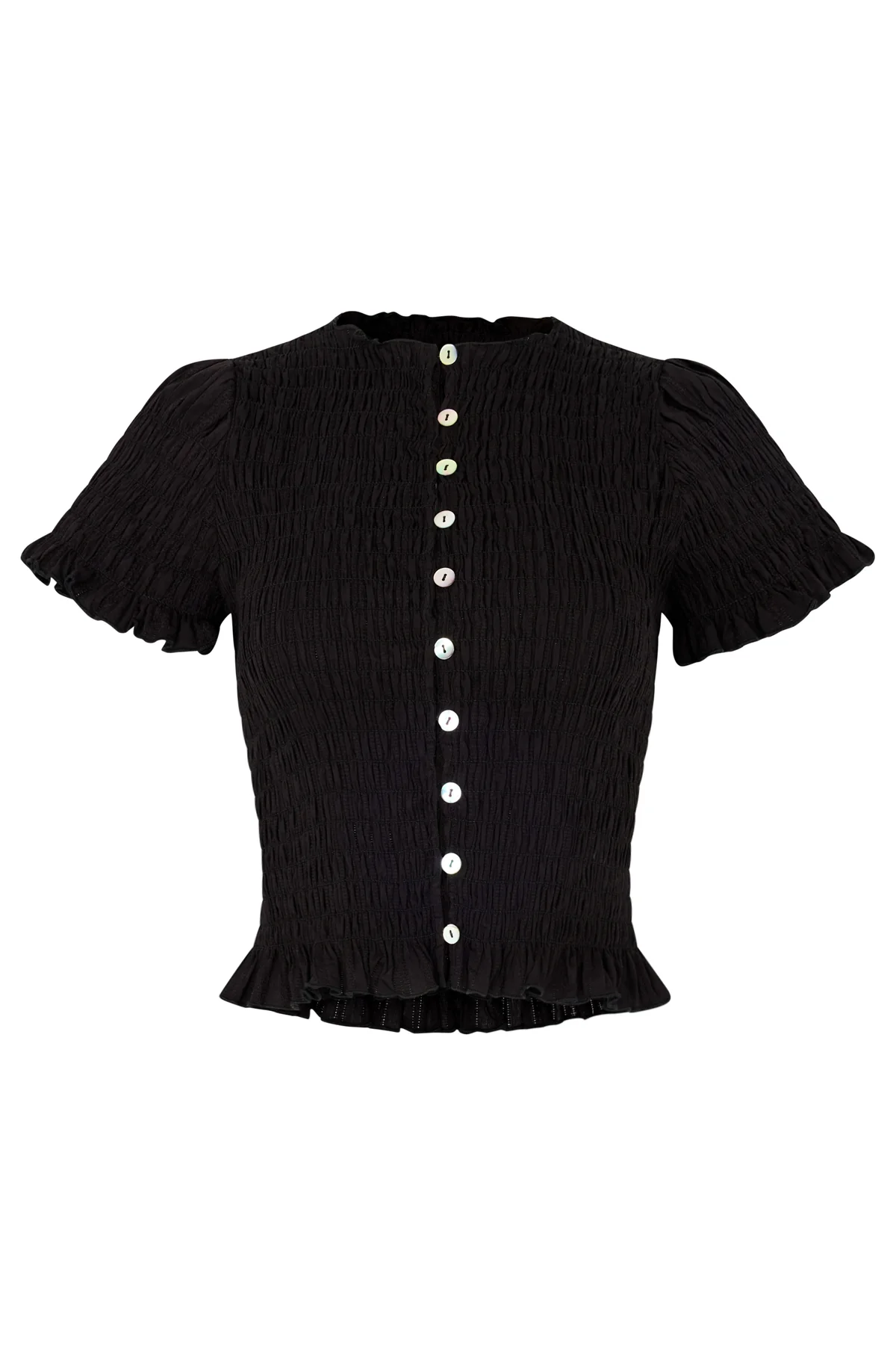 Black Ruched Button Tee - Image 17