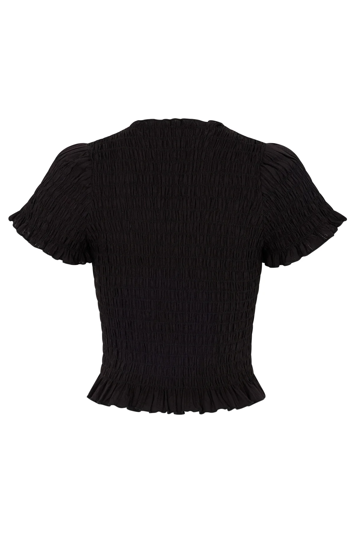 Black Ruched Button Tee - Image 18