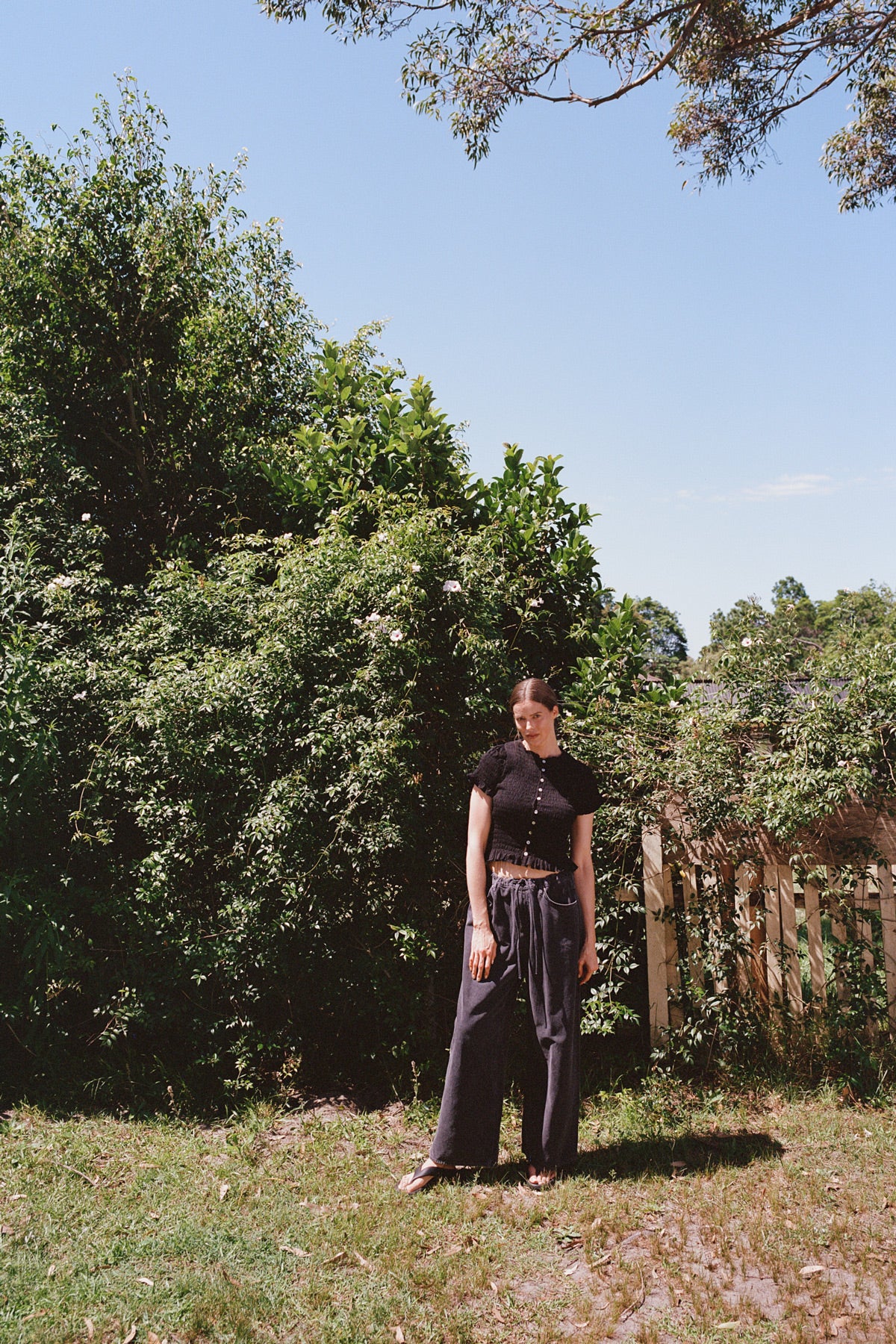 Black Ruched Button Tee - Image 4