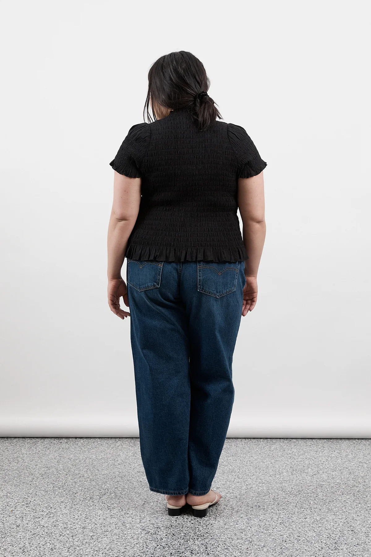 Black Ruched Button Tee - Image 9