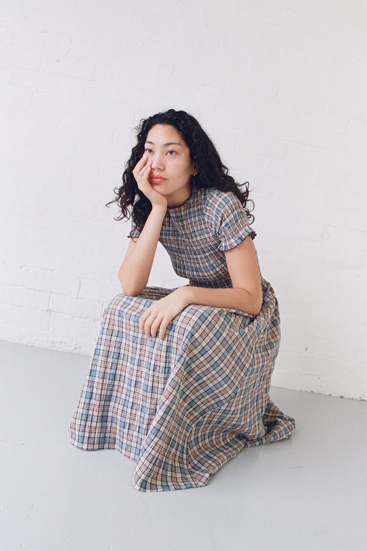 Blue Check Marta Dress - Image 5