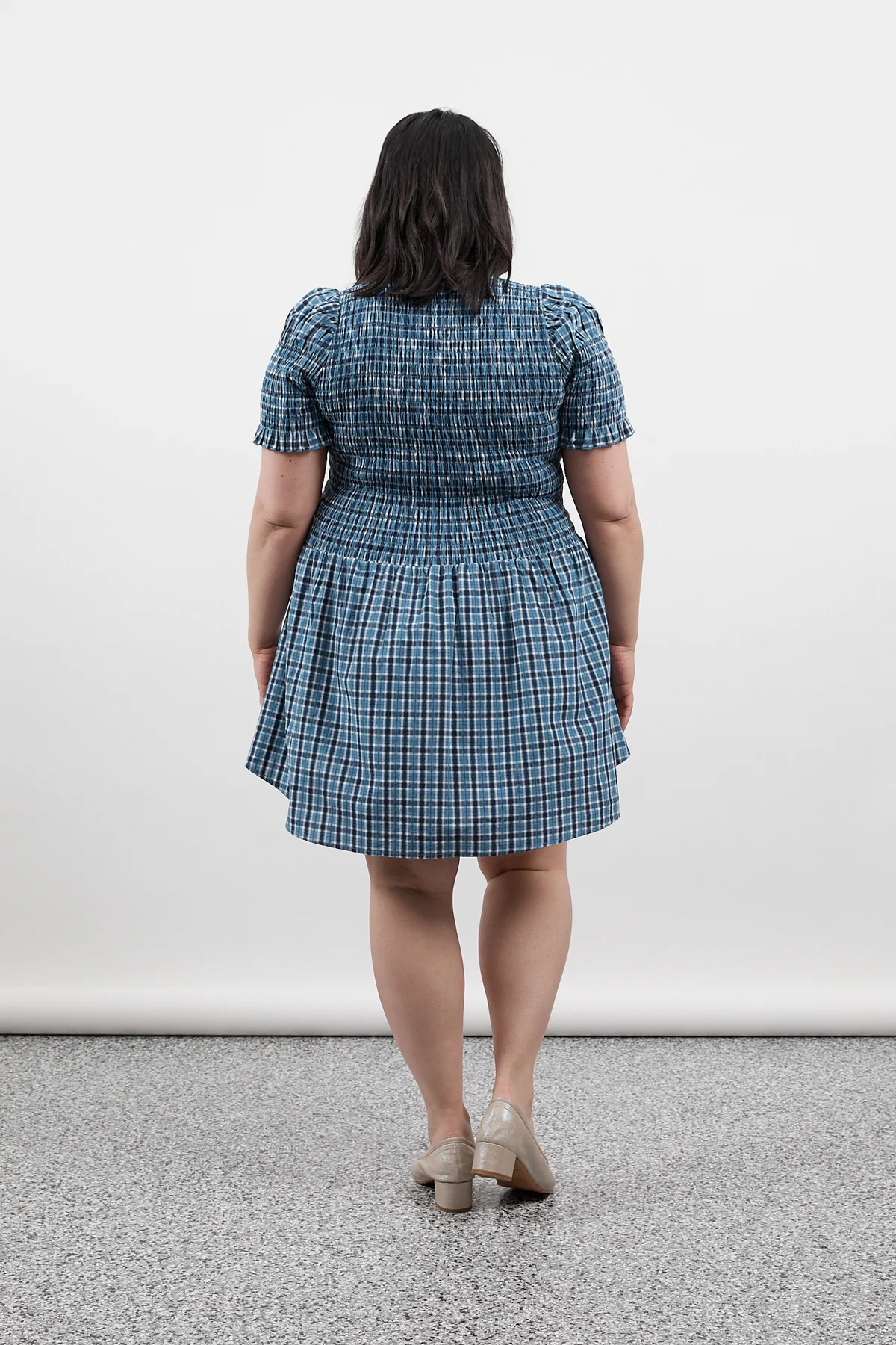 Blue Plaid Button Picnic Dress - Image 10