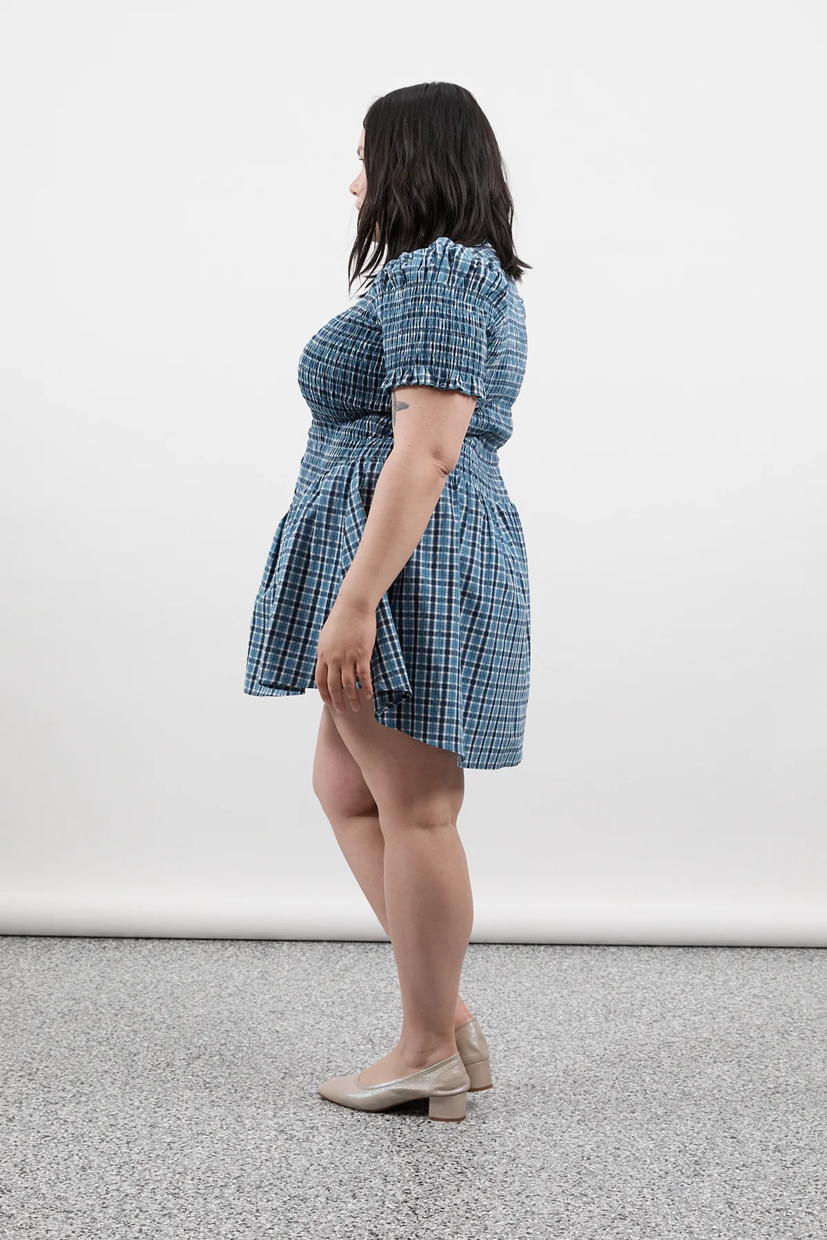 Blue Plaid Button Picnic Dress - Image 11