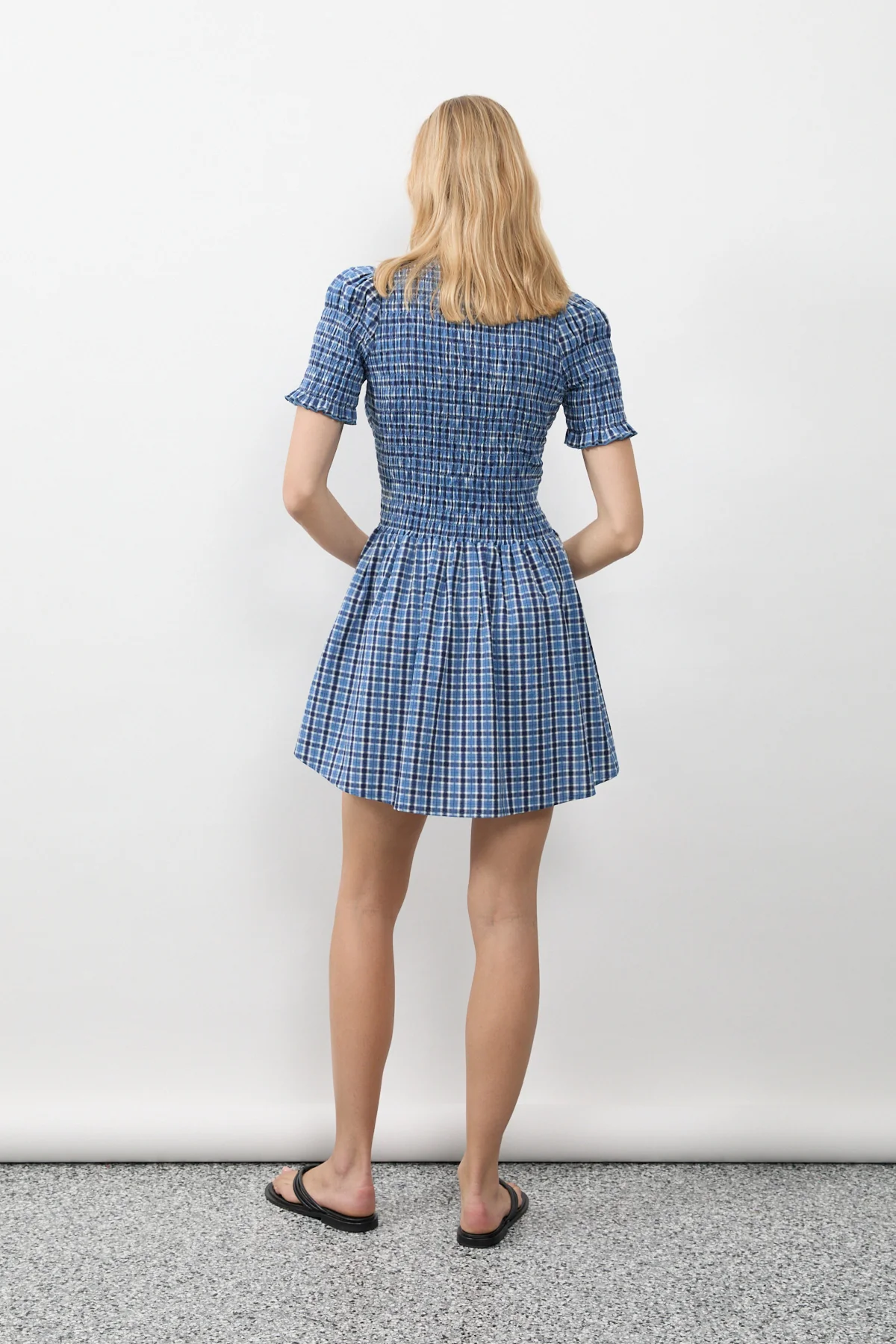 Blue Plaid Button Picnic Dress - Image 14