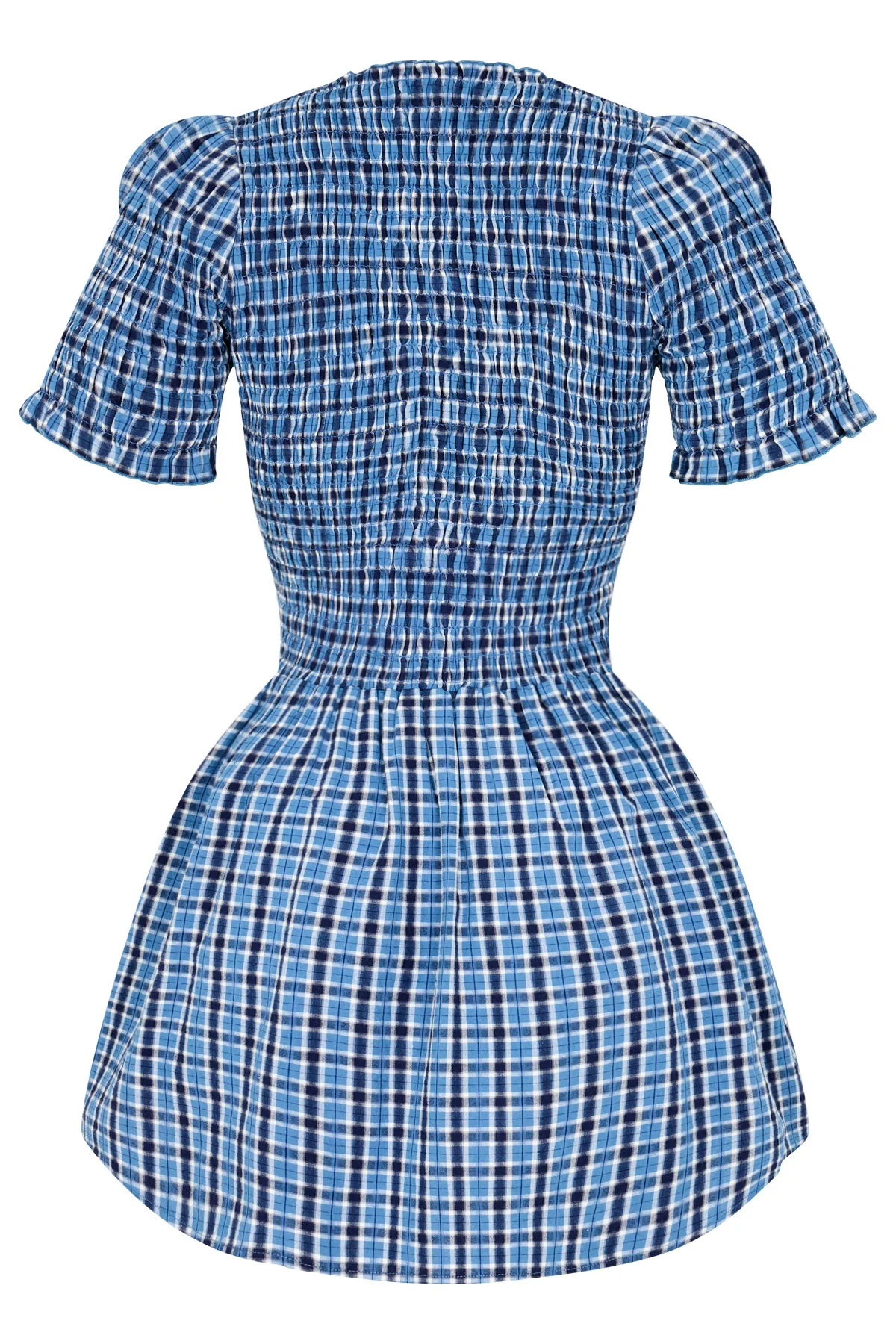 Blue Plaid Button Picnic Dress - Image 17