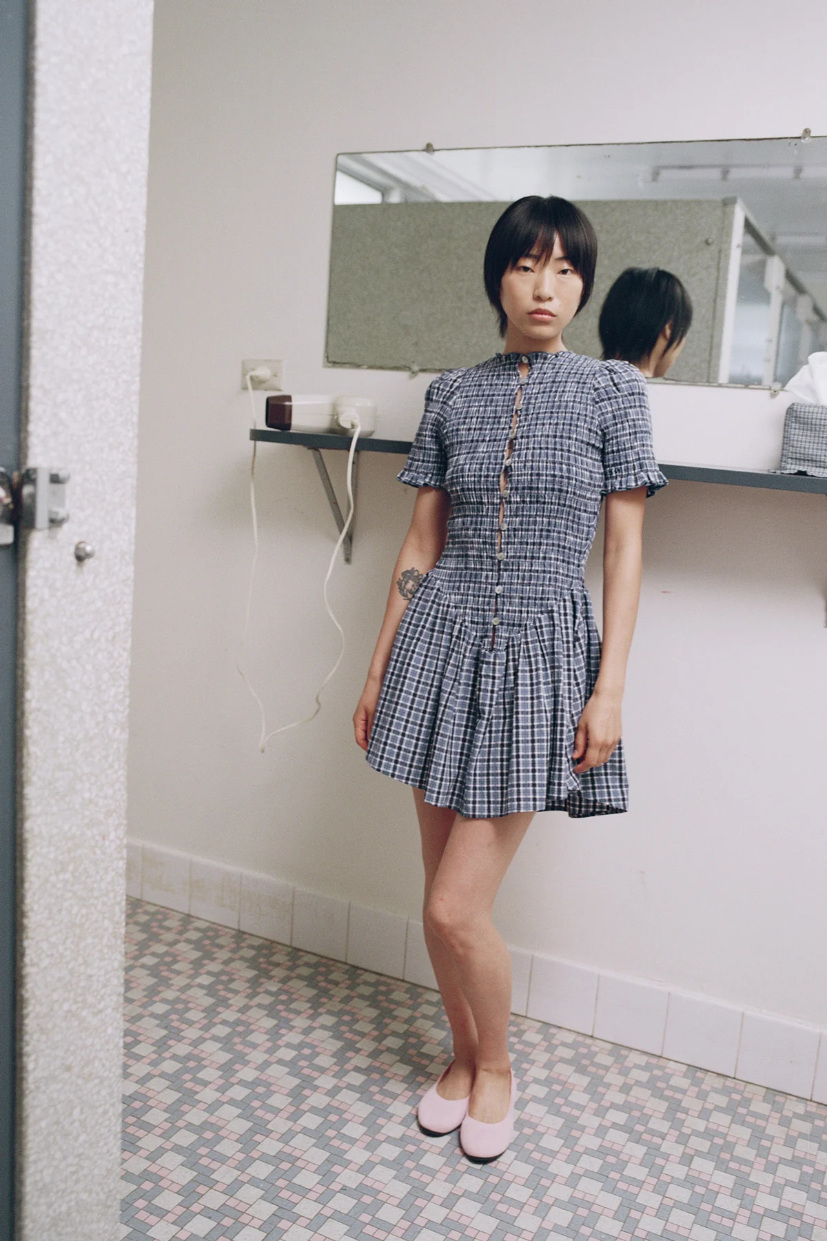 Blue Plaid Button Picnic Dress - Image 6