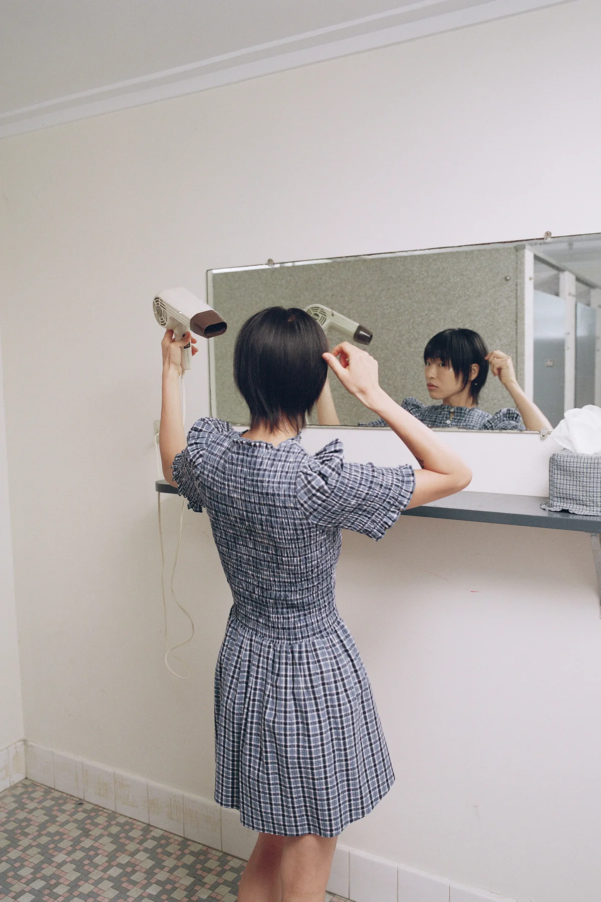 Blue Plaid Button Picnic Dress - Image 8