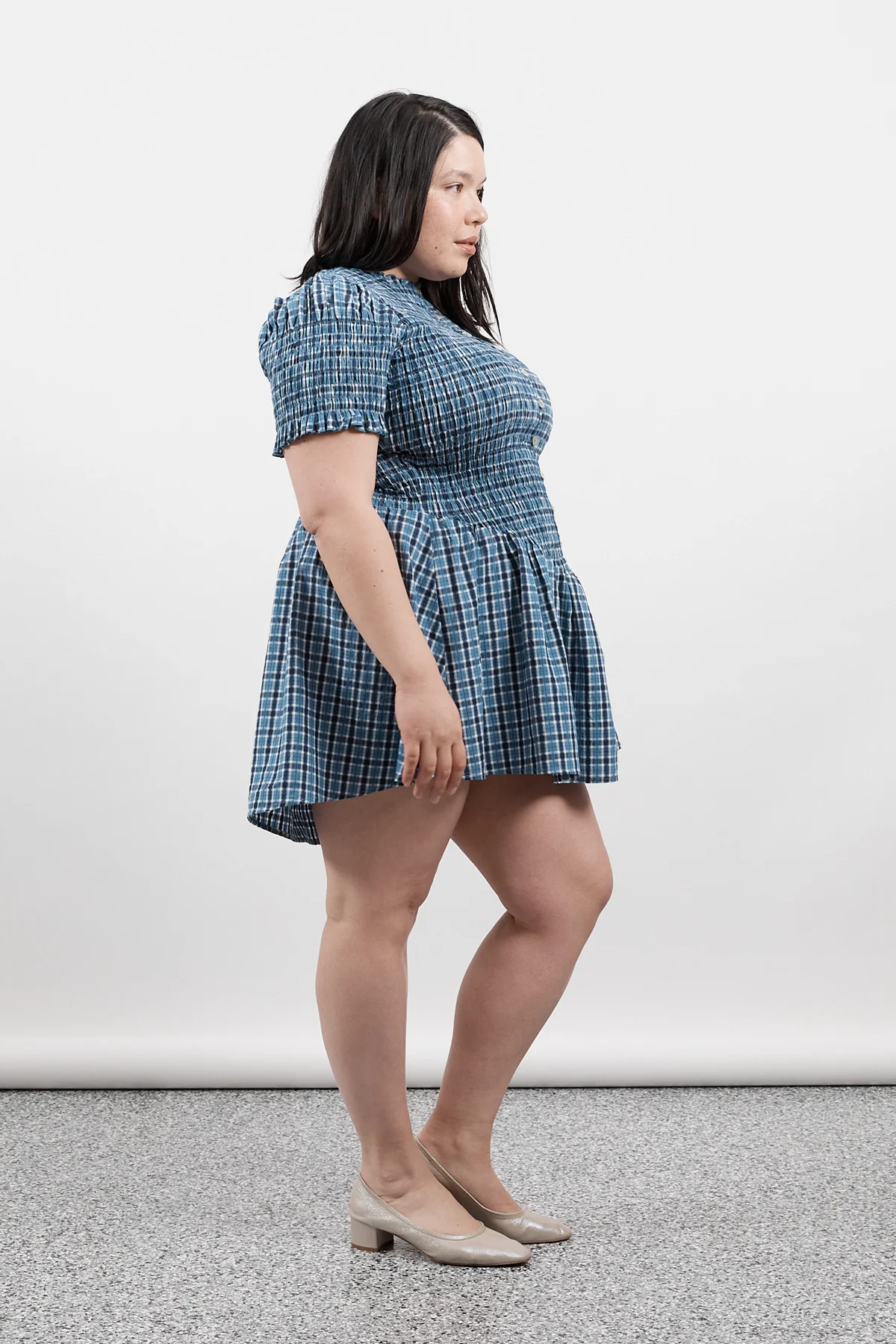Blue Plaid Button Picnic Dress - Image 9