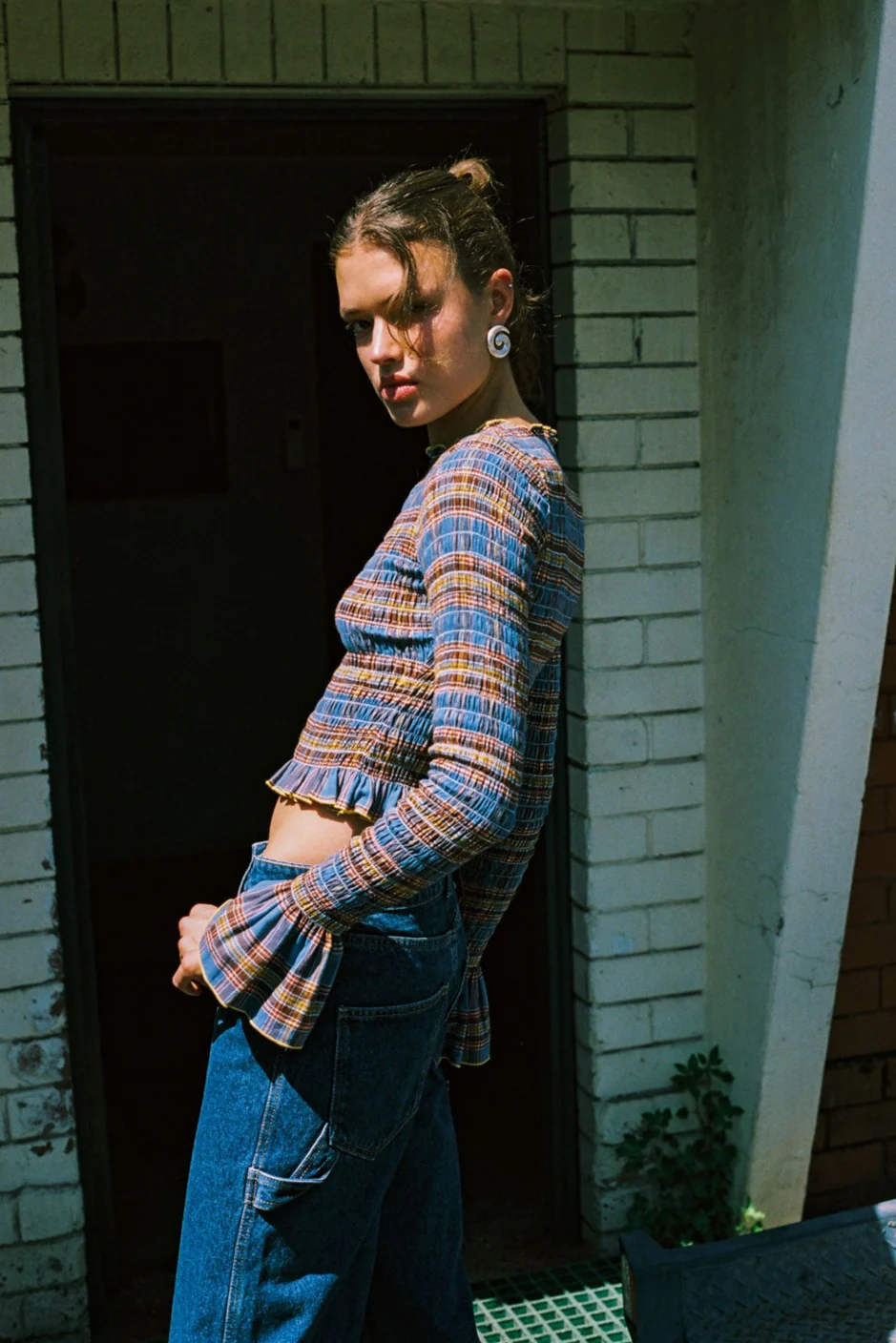Blue Valentine Plaid Ruched Longsleeve - Image 8