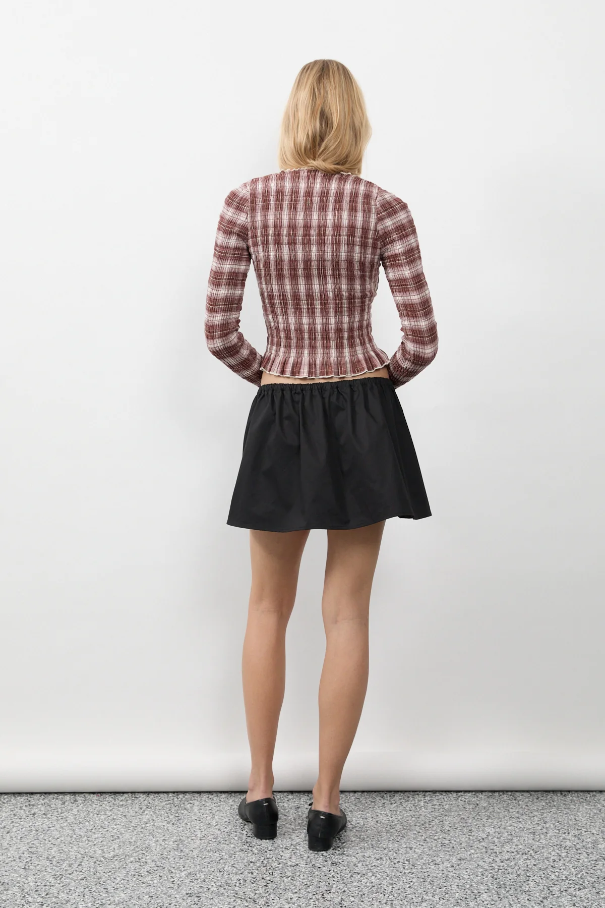 Cacao Plaid Ruched Longsleeve - Image 3