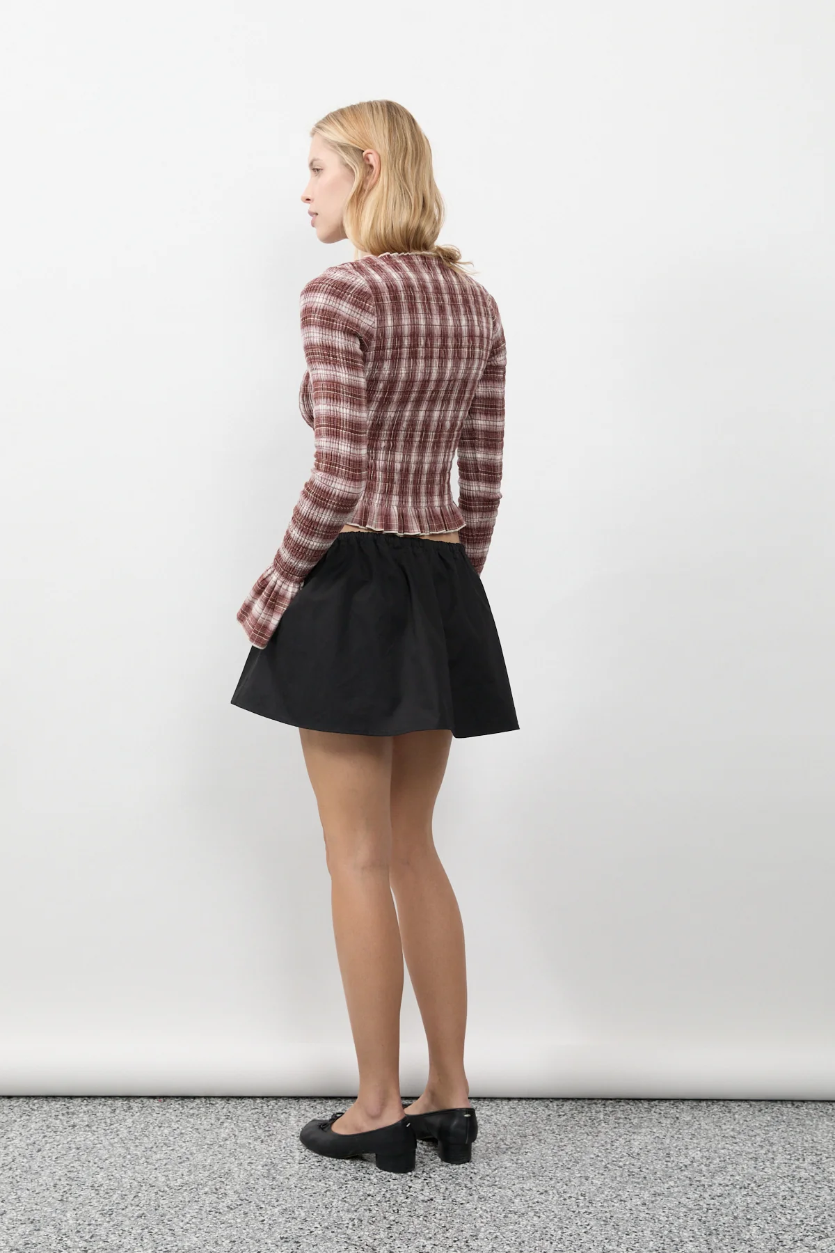 Cacao Plaid Ruched Longsleeve - Image 4