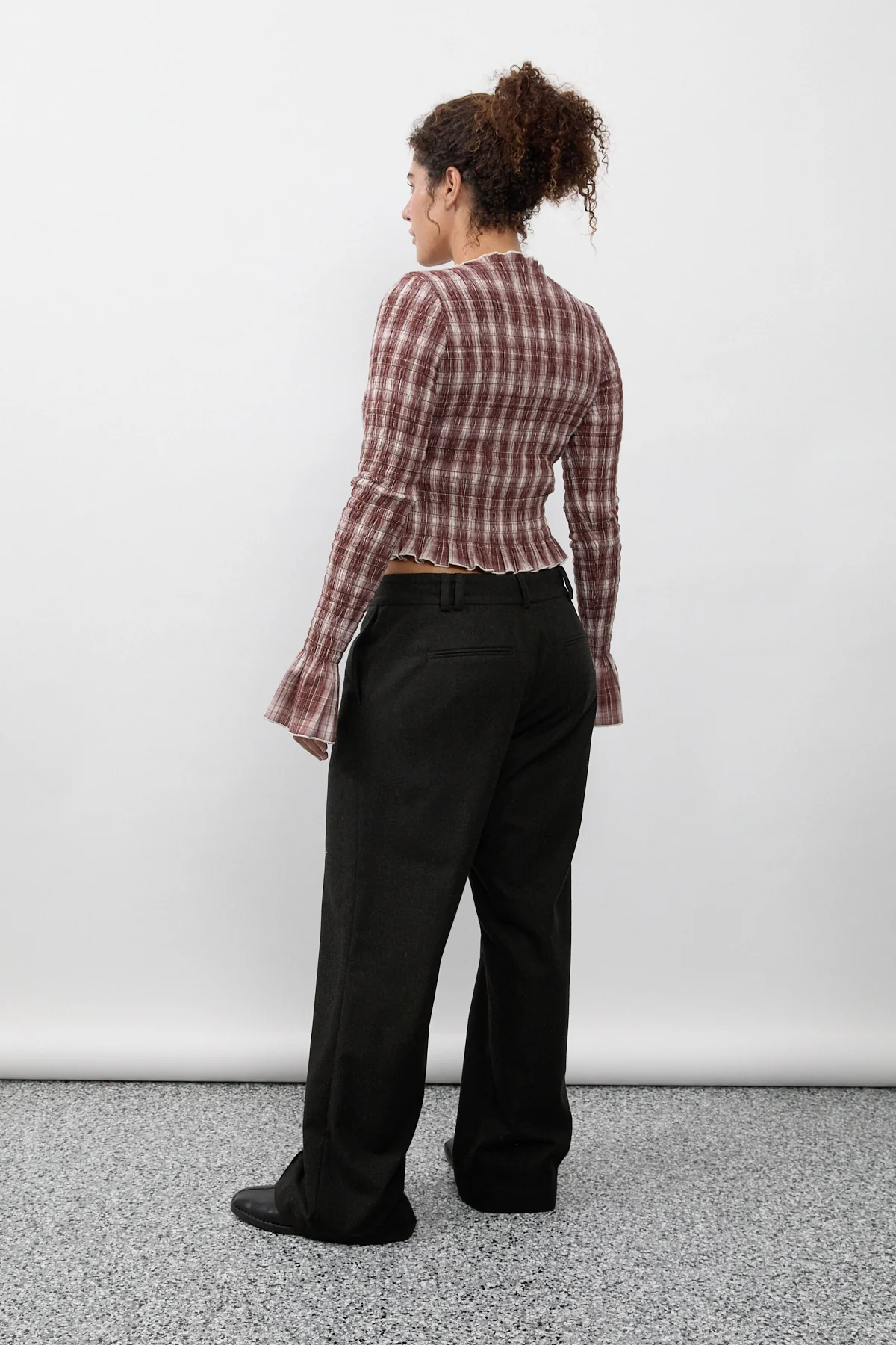 Cacao Plaid Ruched Longsleeve - Image 8