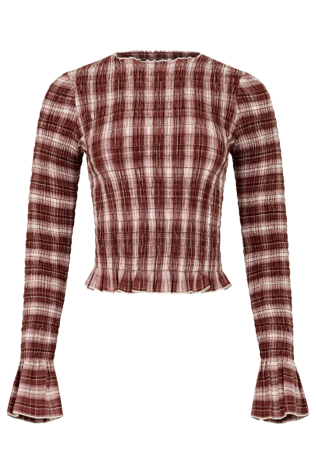 Cacao Plaid Ruched Longsleeve - Image 9