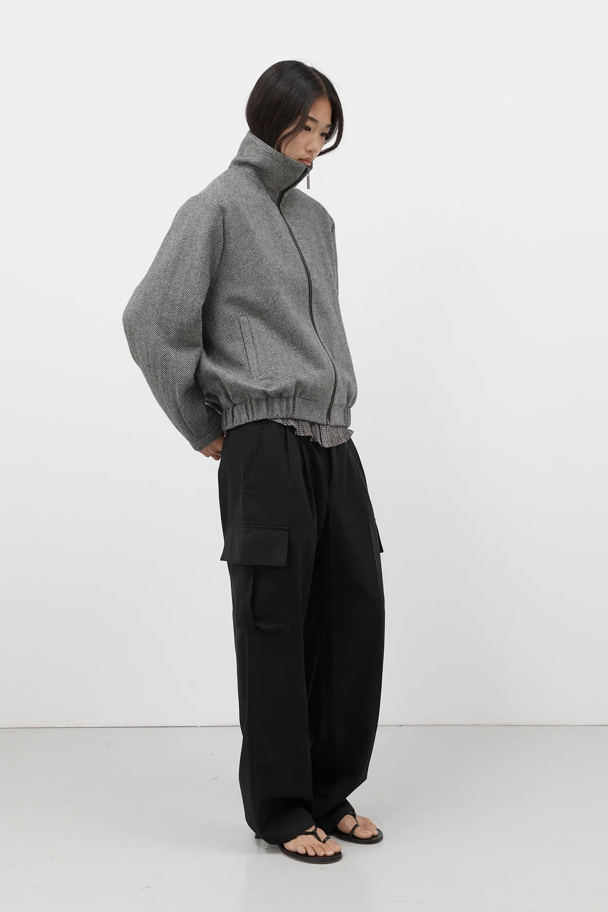 Charcoal Wool Bomber Jacket [final sale] - Image 16