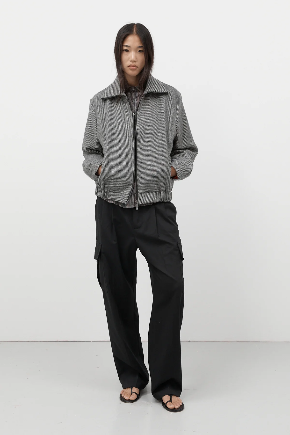 Charcoal Wool Bomber Jacket [final sale] - Image 17