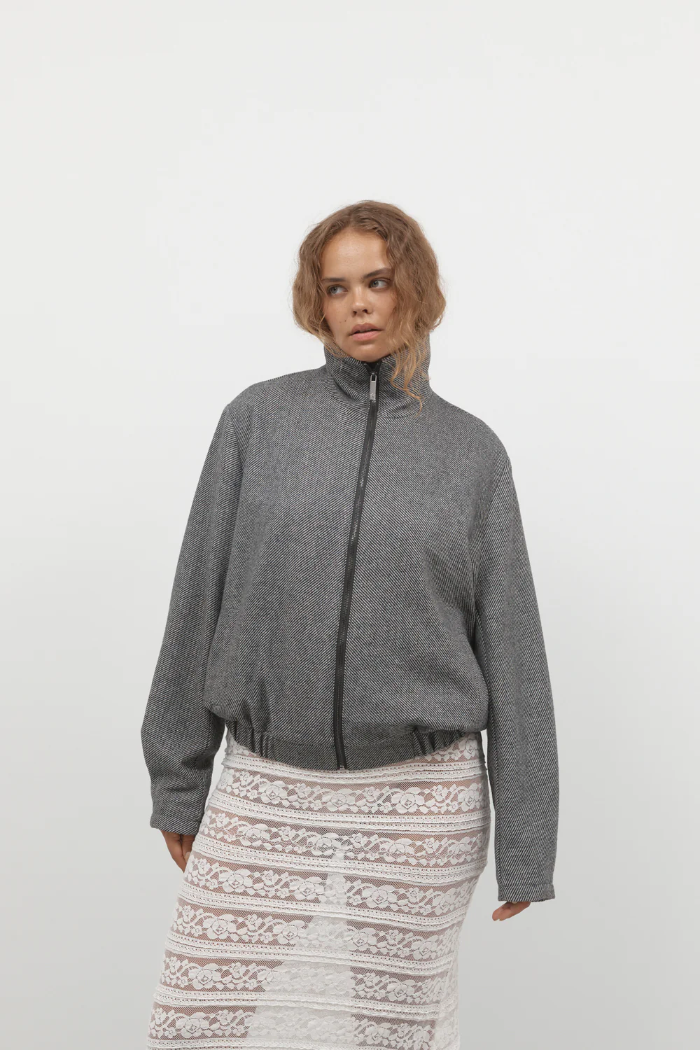 Charcoal Wool Bomber Jacket [final sale] - Image 19