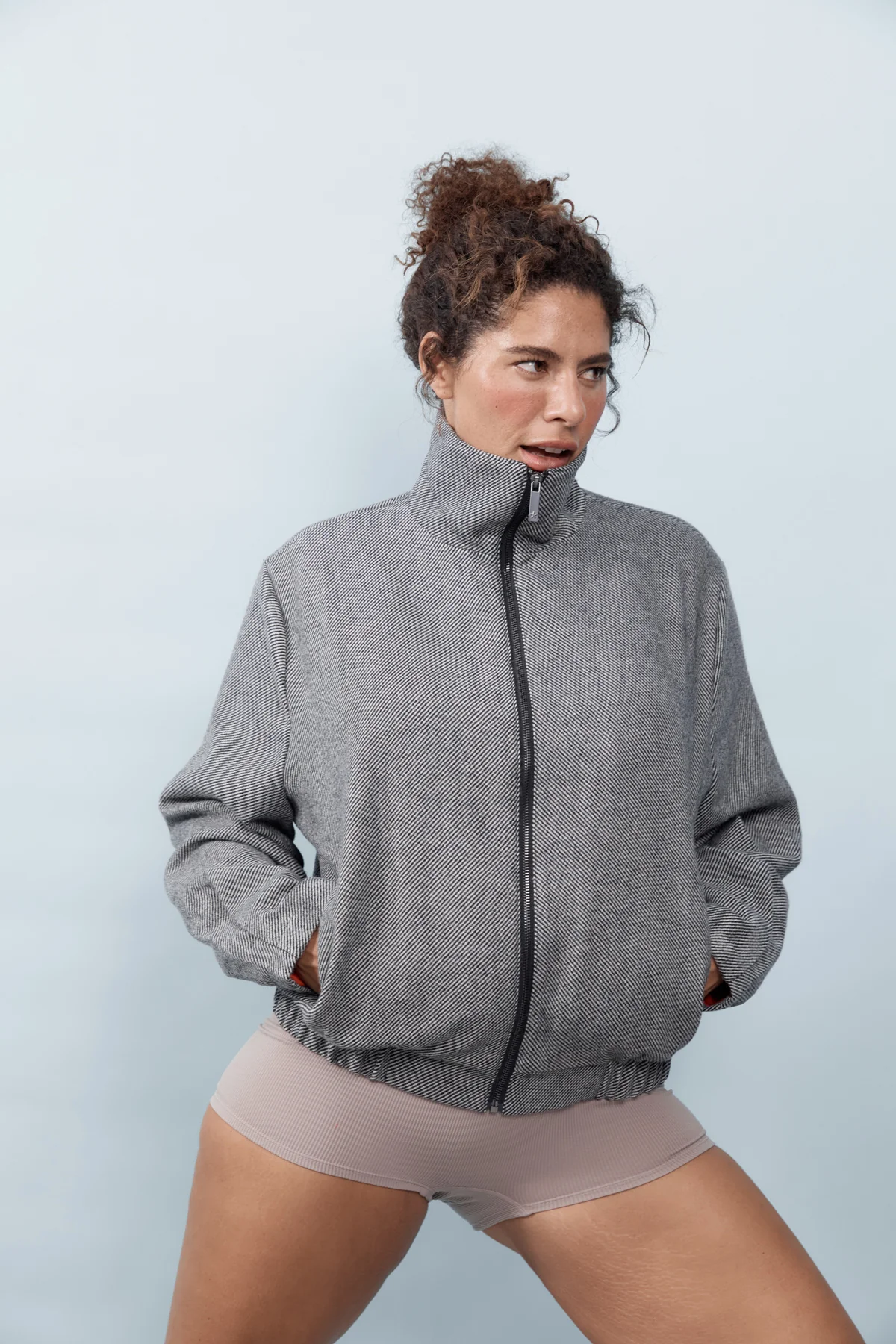Charcoal Wool Bomber Jacket [final sale] - Image 5