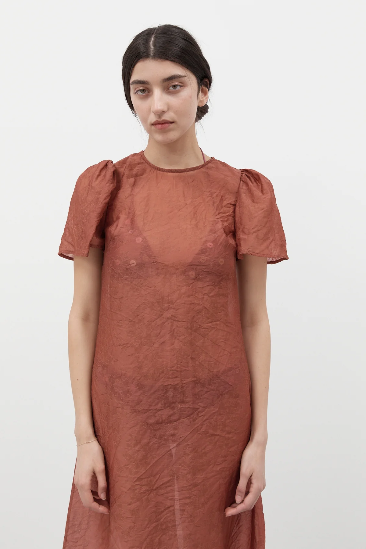 Crimson Garden Jacquard Dress - Image 11