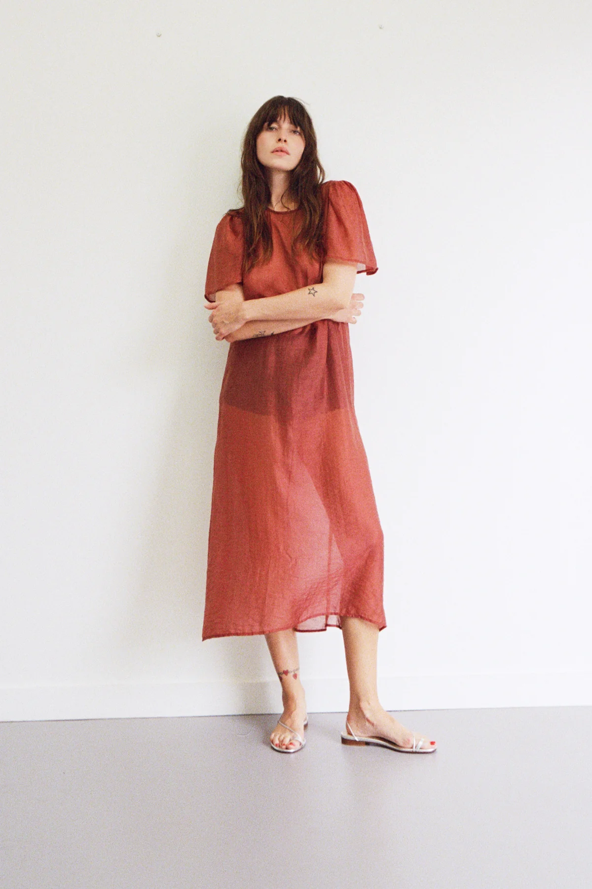 Crimson Garden Jacquard Dress - Image 3