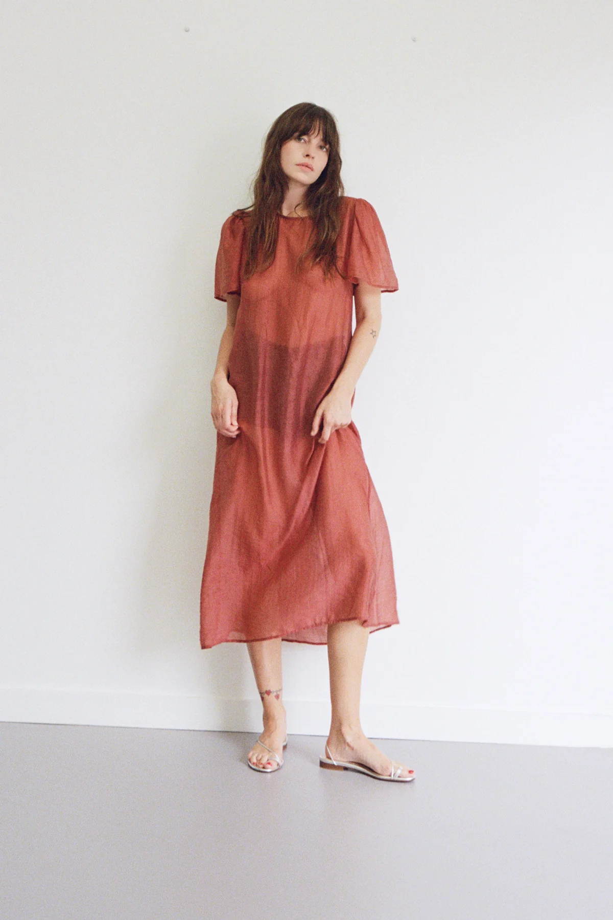 Crimson Garden Jacquard Dress - Image 4