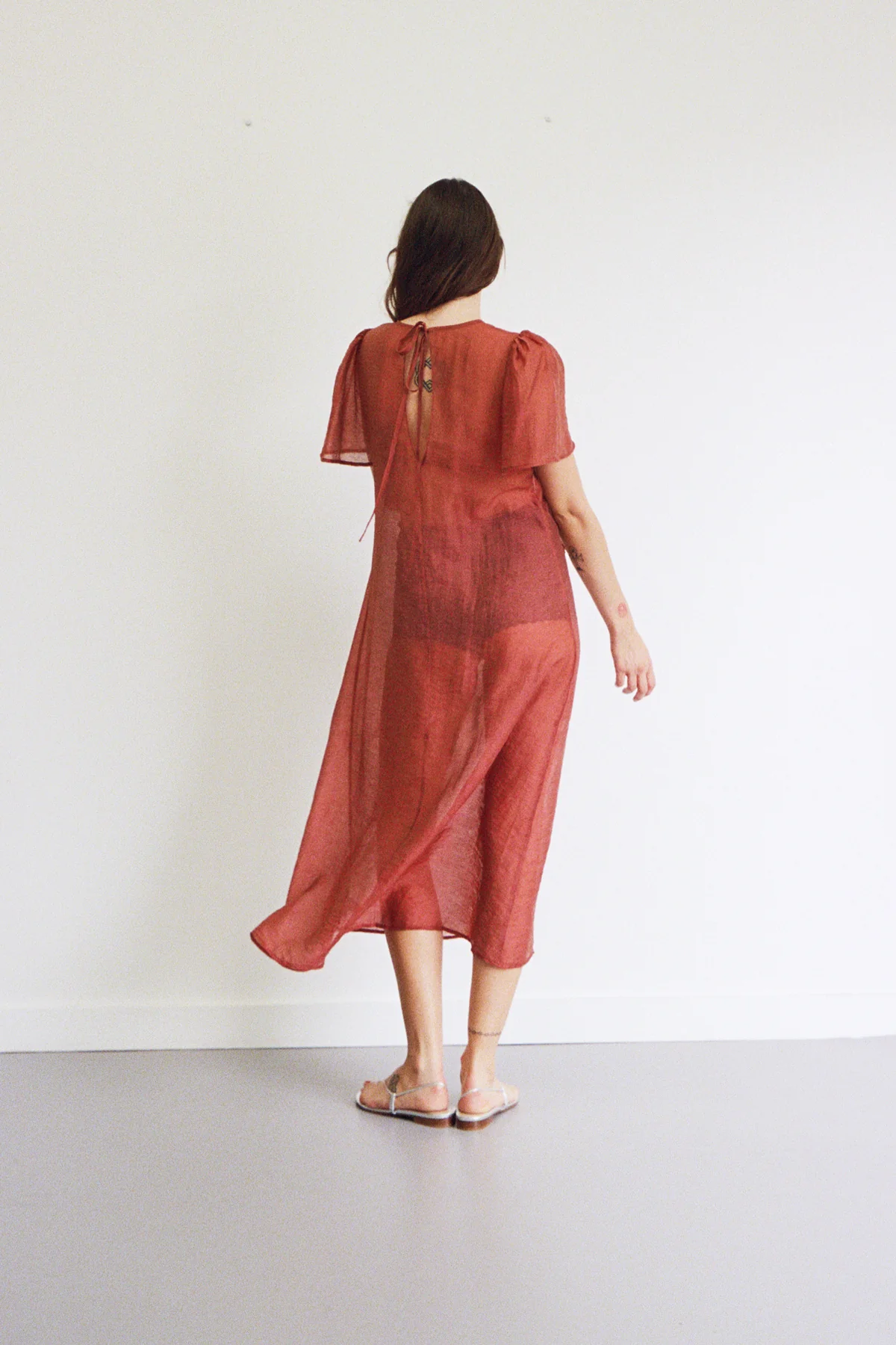 Crimson Garden Jacquard Dress - Image 5