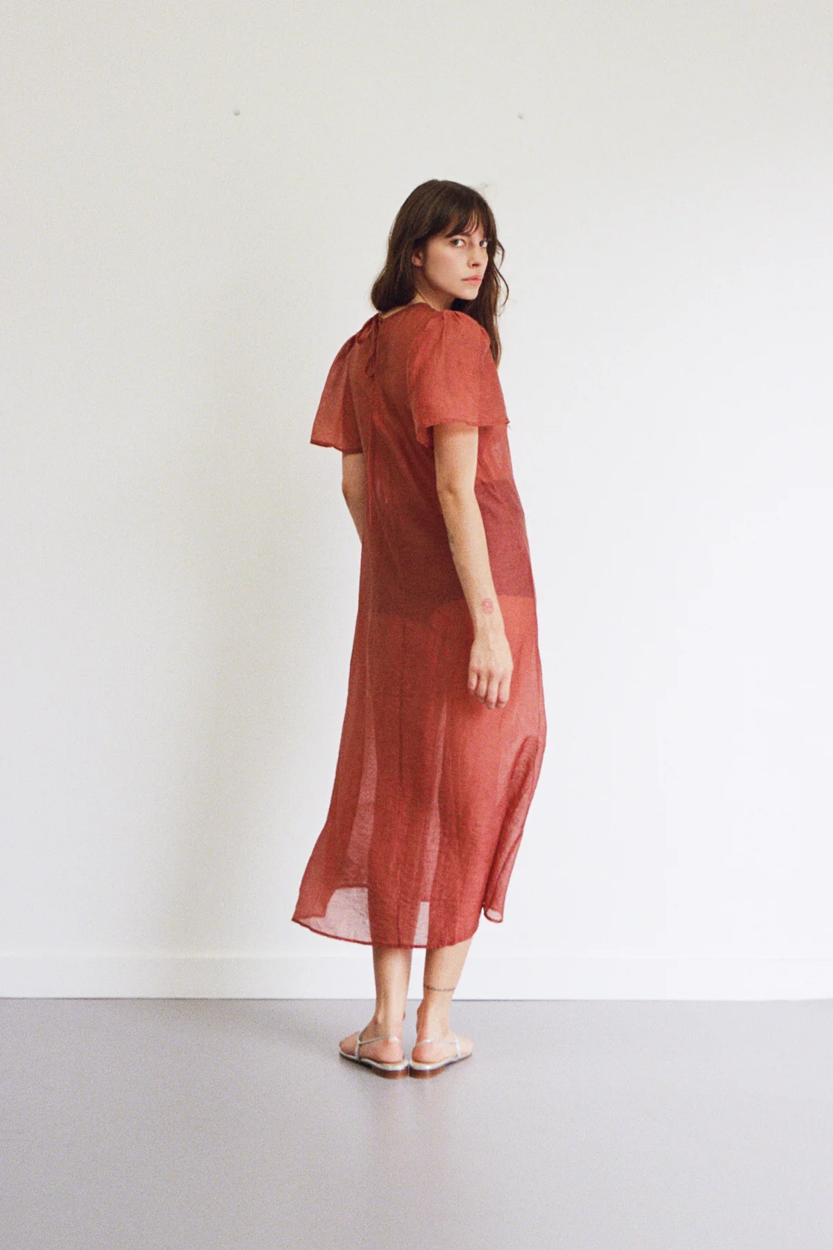 Crimson Garden Jacquard Dress - Image 6
