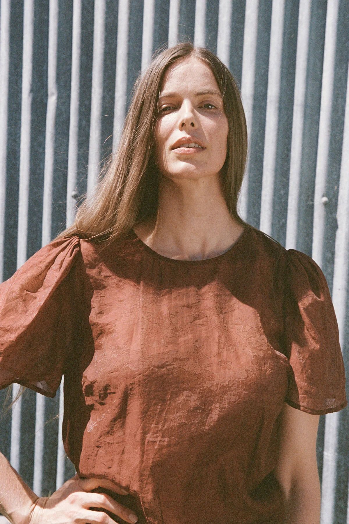Crimson Garden Jacquard Dress - Image 8