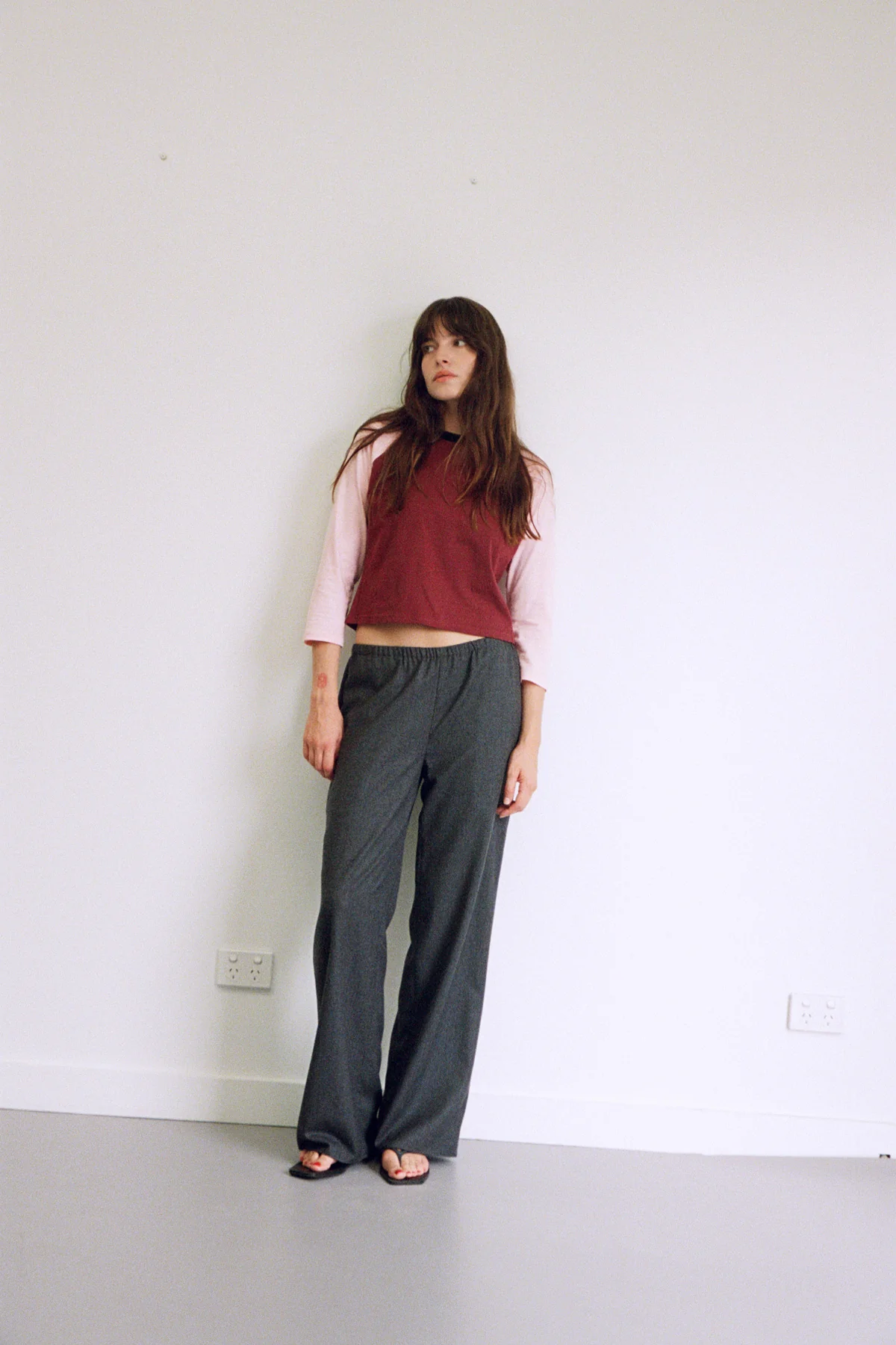 Charcoal Elastic Wool Pant [final sale] - Image 3