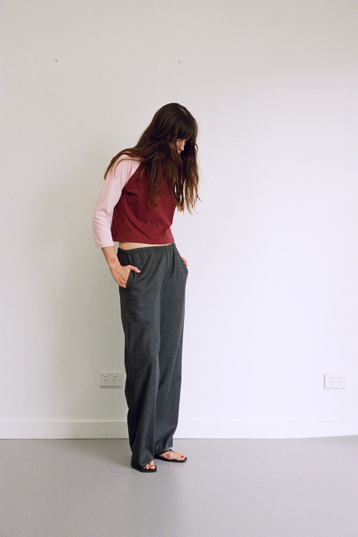 Charcoal Elastic Wool Pant [final sale] - Image 5