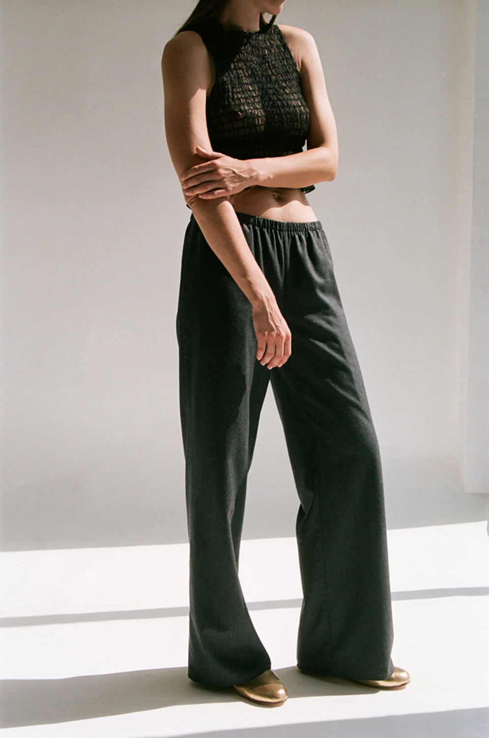 Charcoal Elastic Wool Pant [final sale] - Image 8