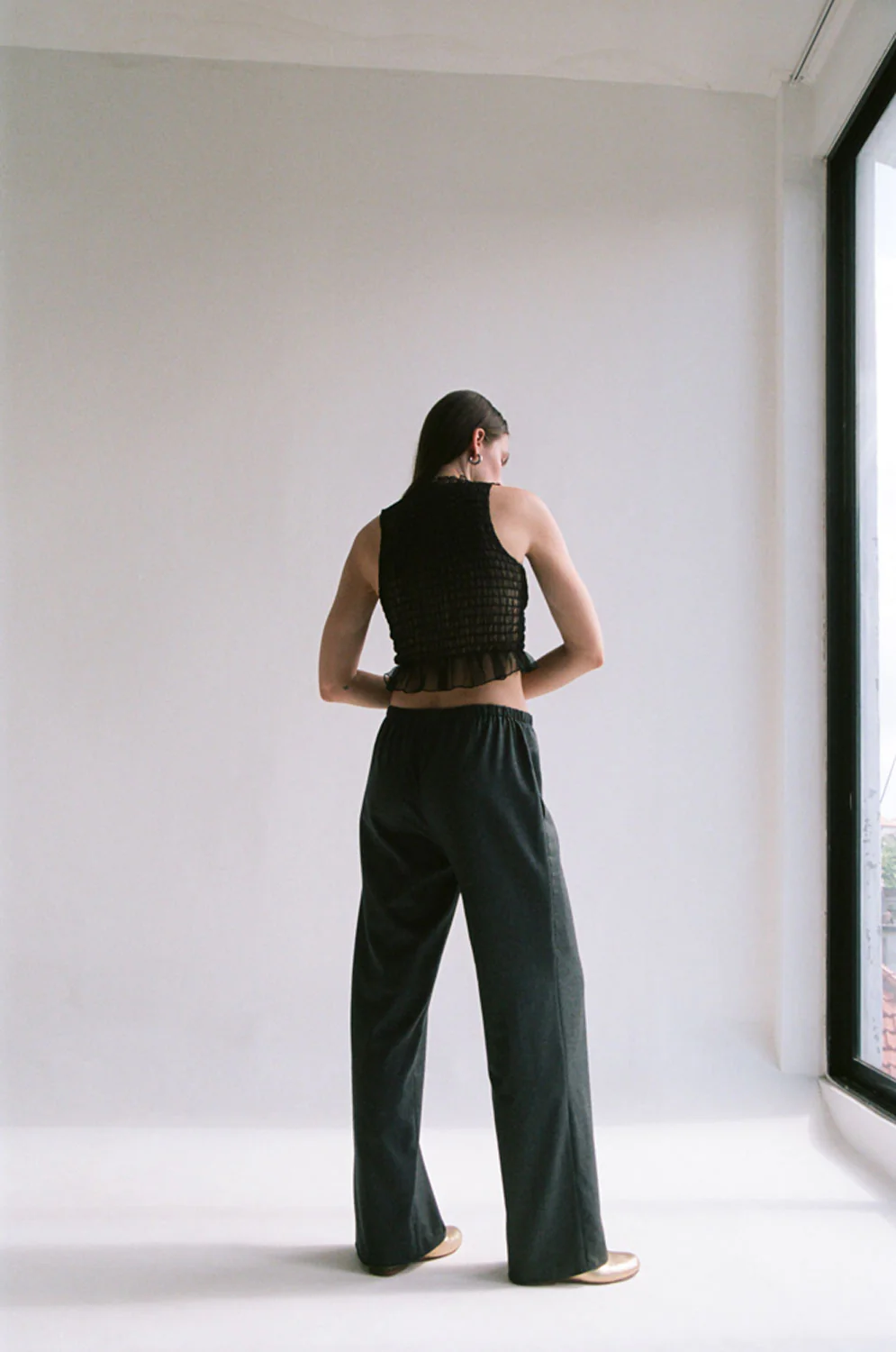 Charcoal Elastic Wool Pant [final sale] - Image 9