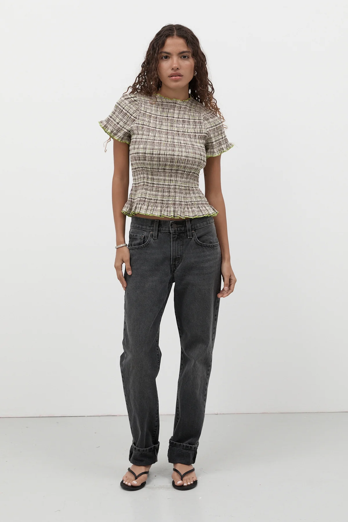 Honeydew Plaid Ruched Tee - Image 13