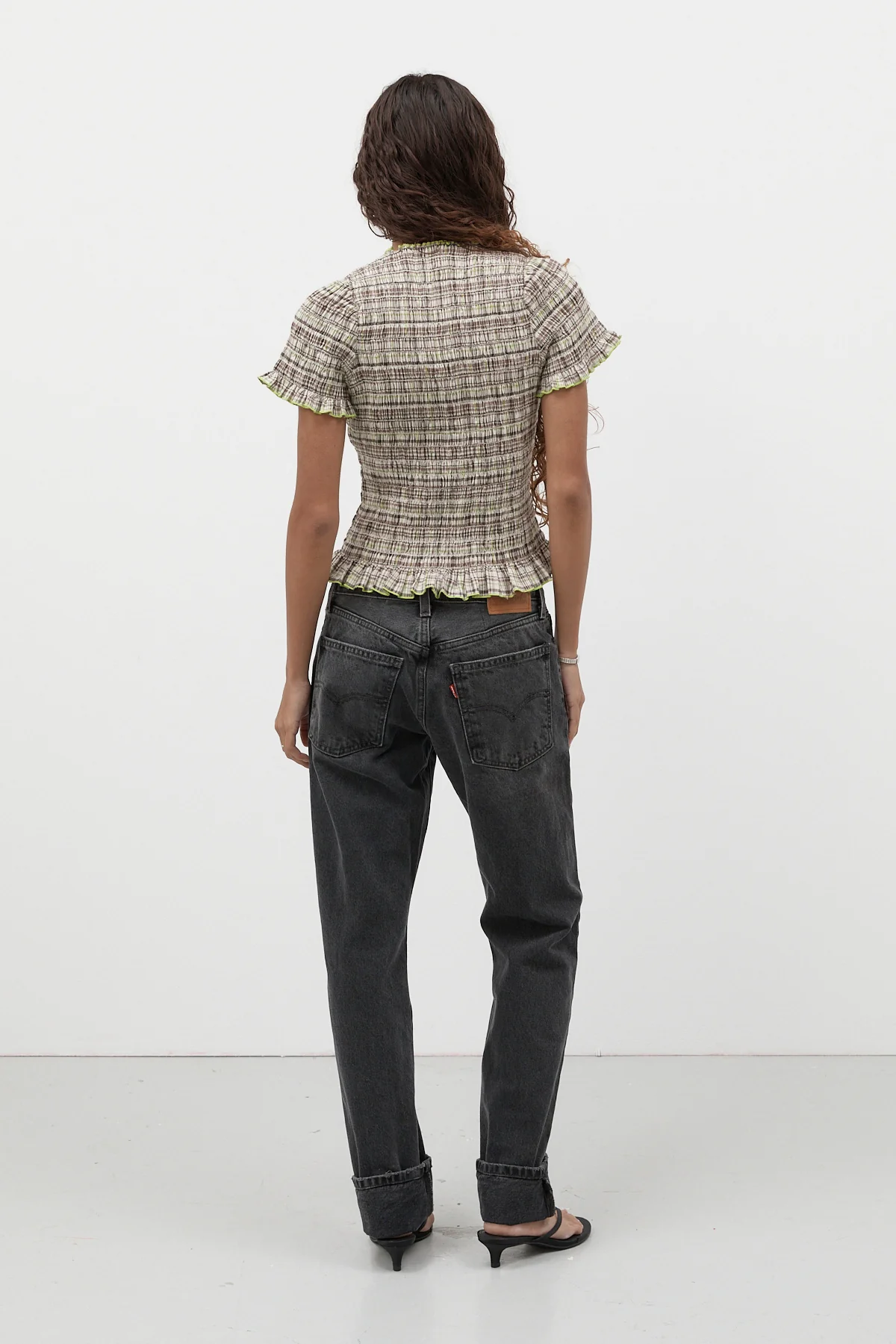 Honeydew Plaid Ruched Tee - Image 15