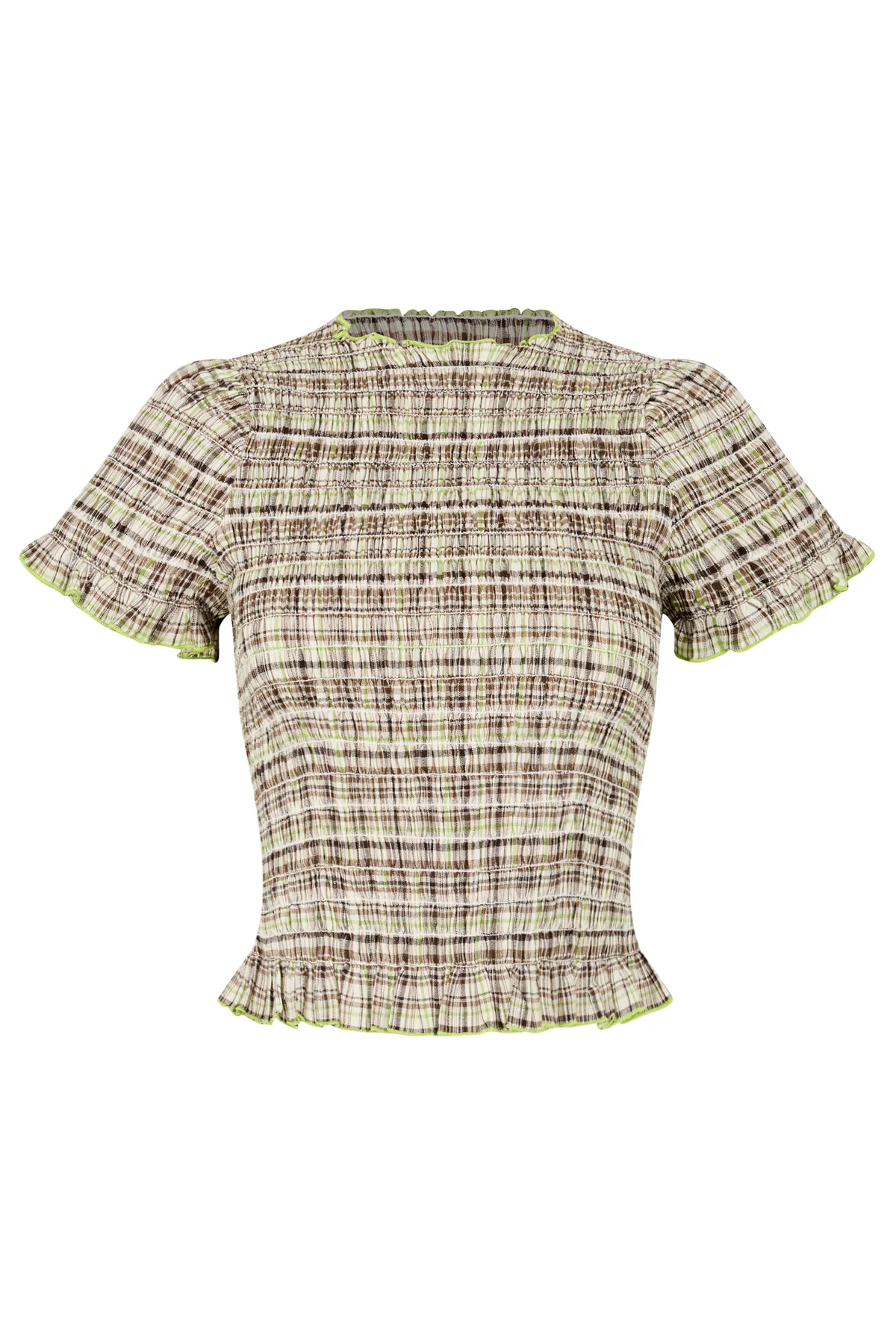 Honeydew Plaid Ruched Tee - Image 16