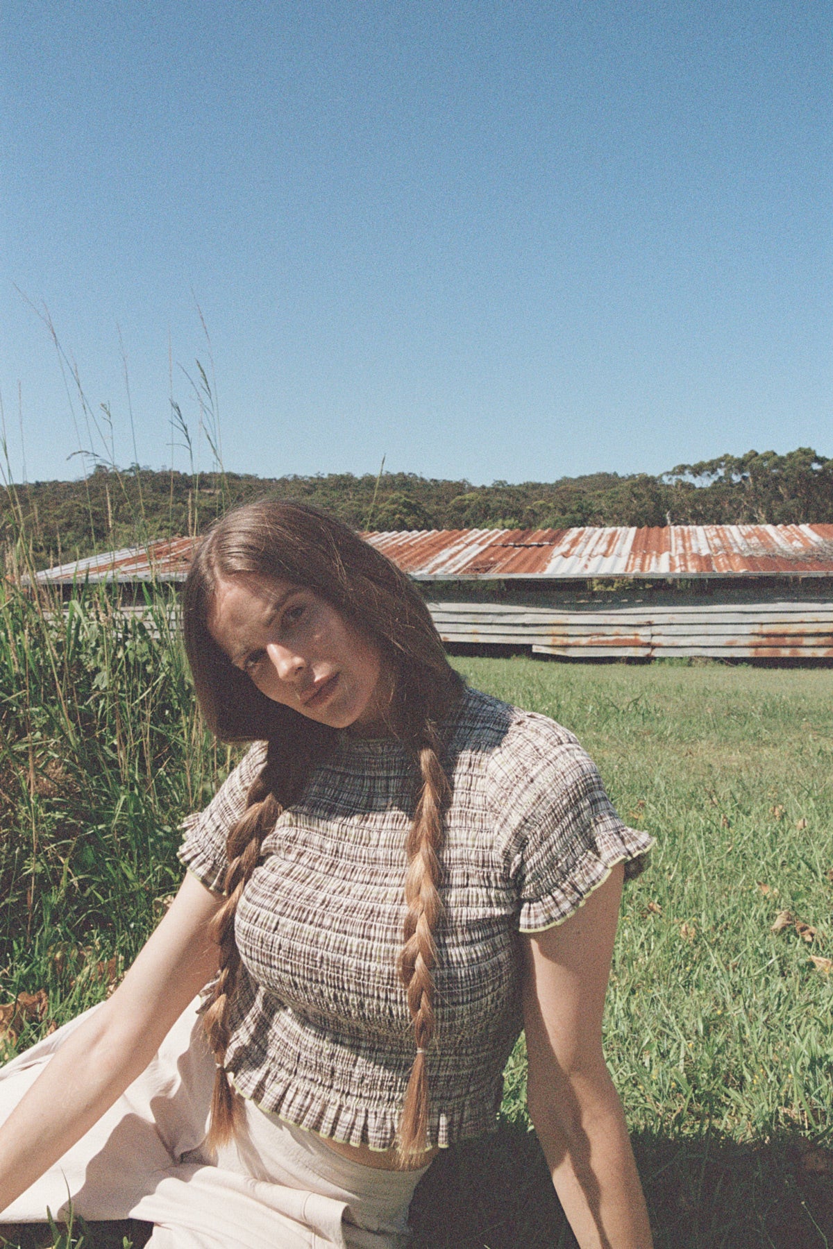 Honeydew Plaid Ruched Tee - Image 8