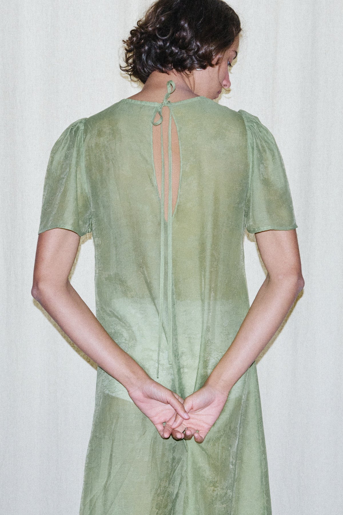 Jade Garden Jacquard Dress - Image 3