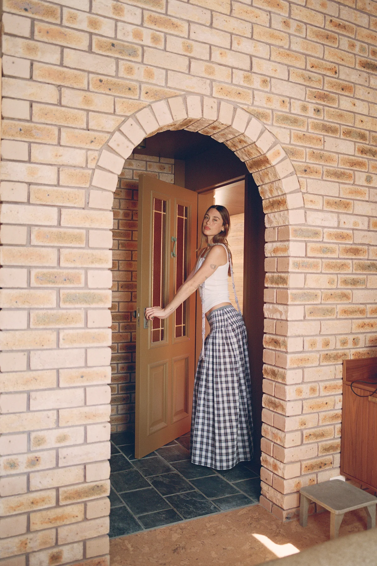 Liquorice Plaid Ruched Skirt [final sale] - Image 4