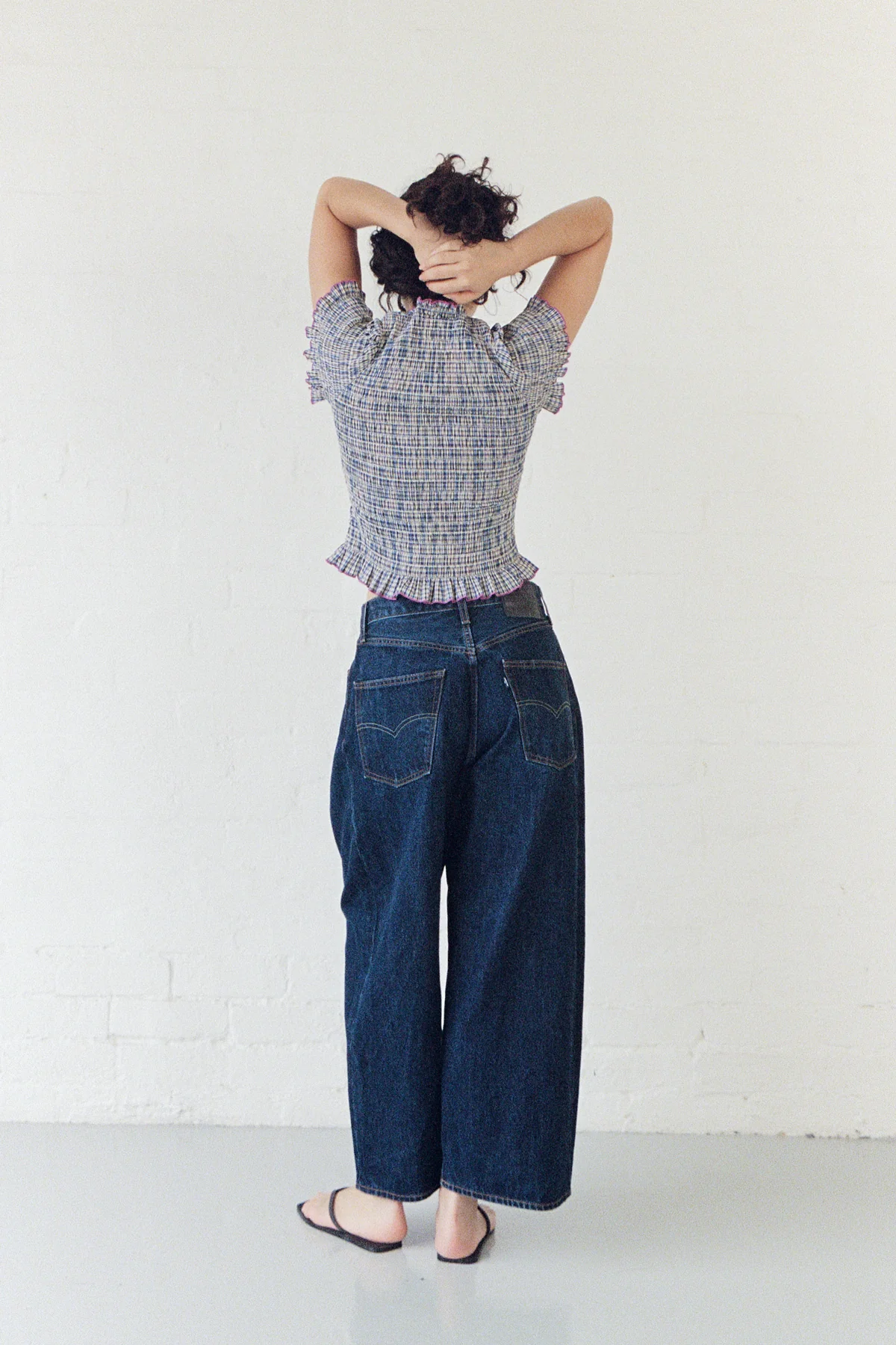Marine Plaid Ruched Tee - Image 6