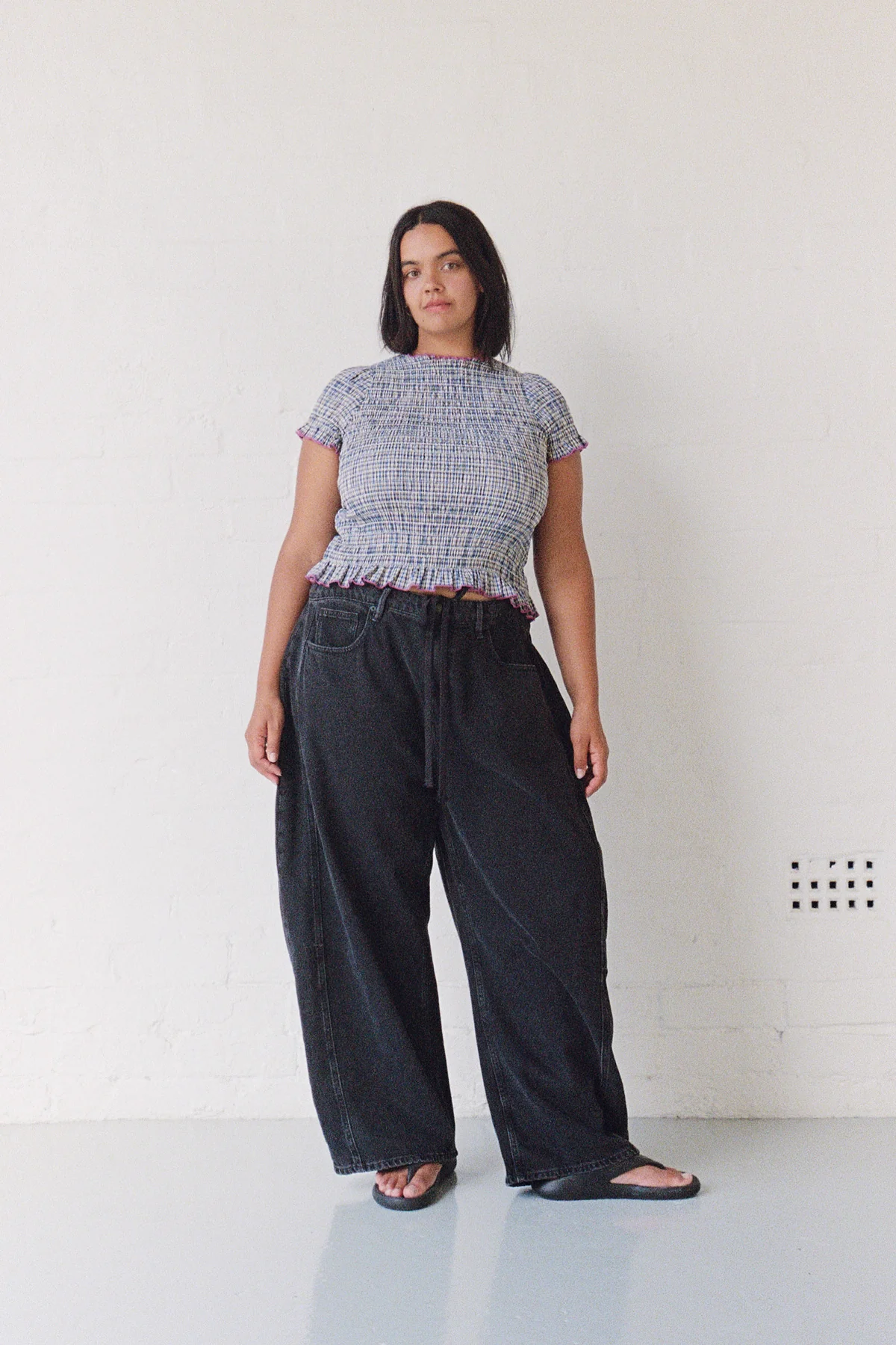 Marine Plaid Ruched Tee - Image 8