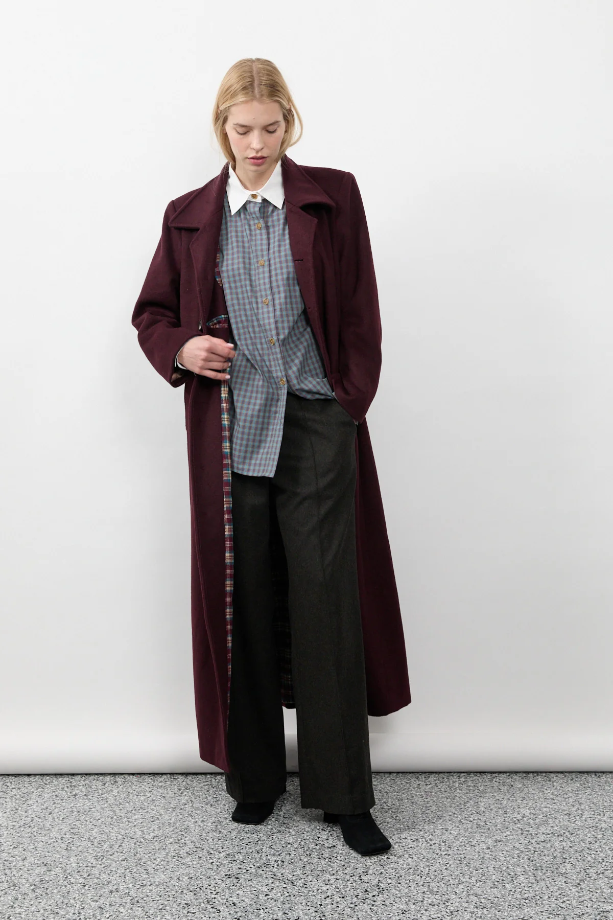 Merlot Long Wool Coat [final sale] - Image 12