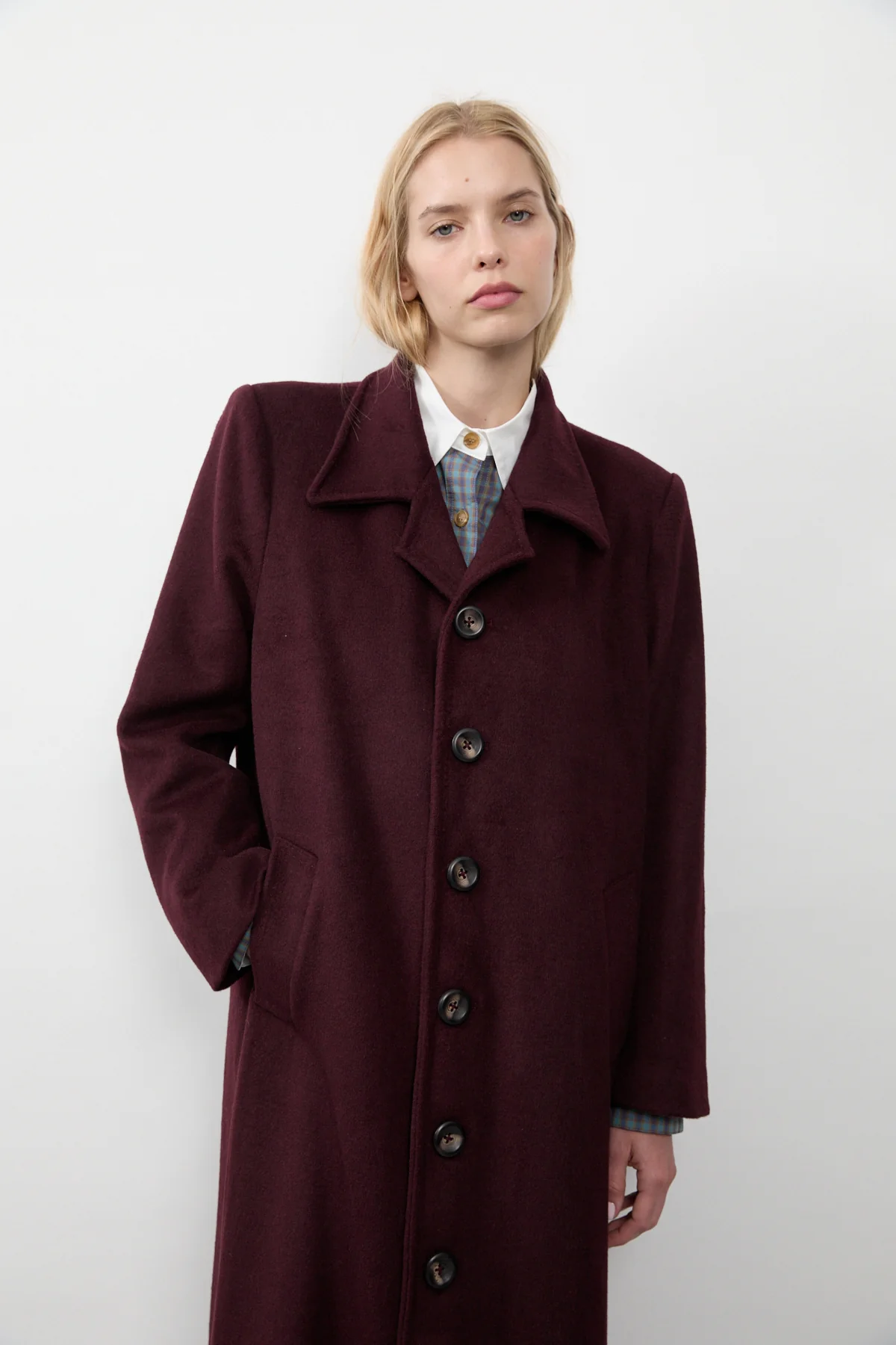 Merlot Long Wool Coat [final sale] - Image 17
