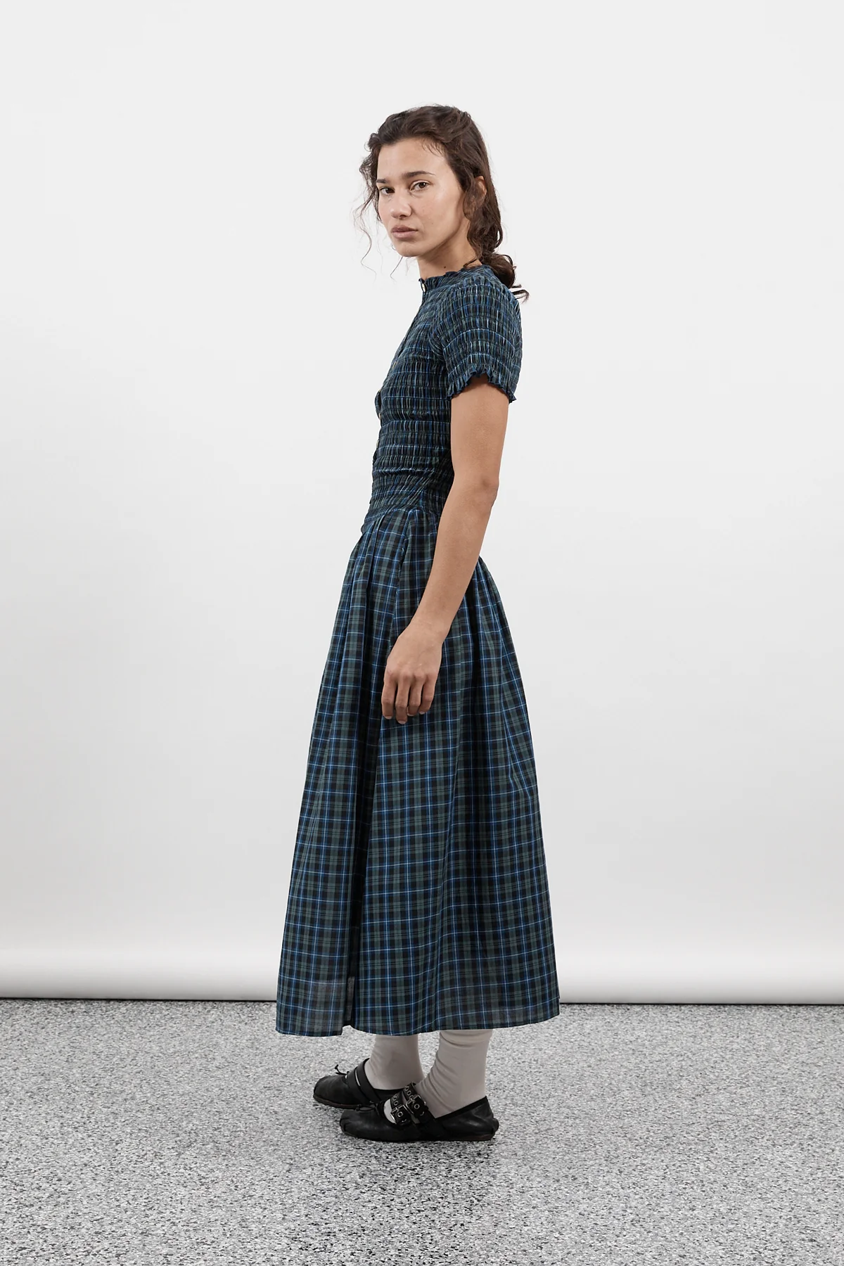 Navy Plaid Button Marta Dress - Image 12