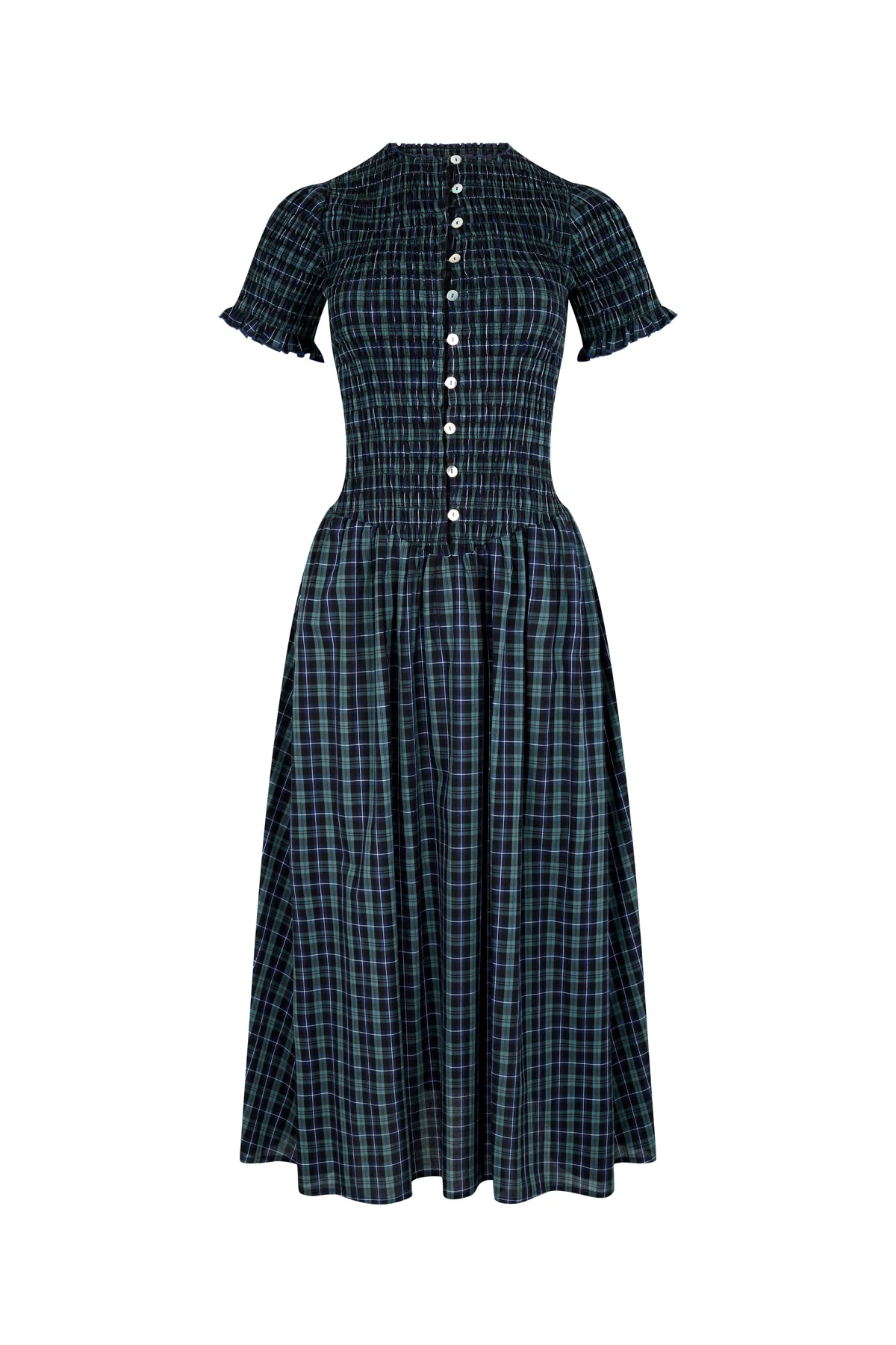 Navy Plaid Button Marta Dress - Image 13
