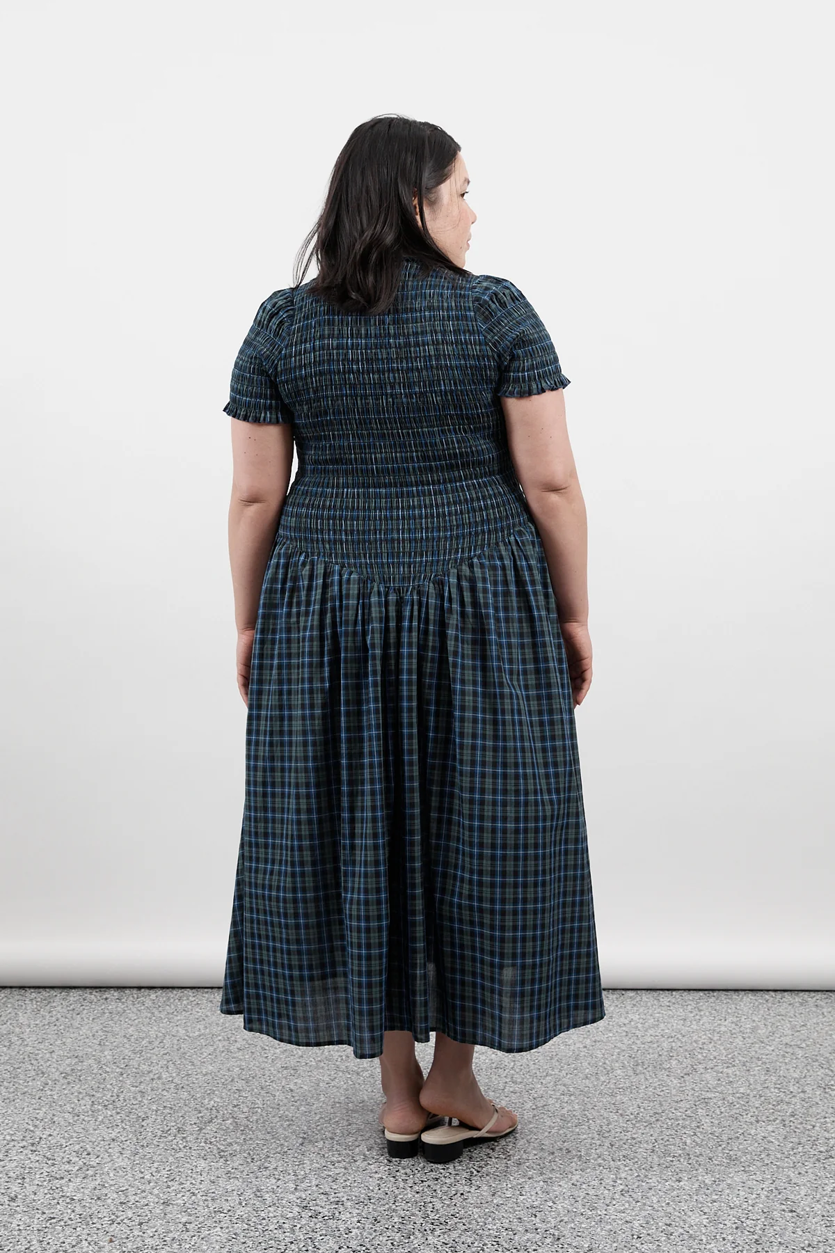 Navy Plaid Button Marta Dress - Image 3